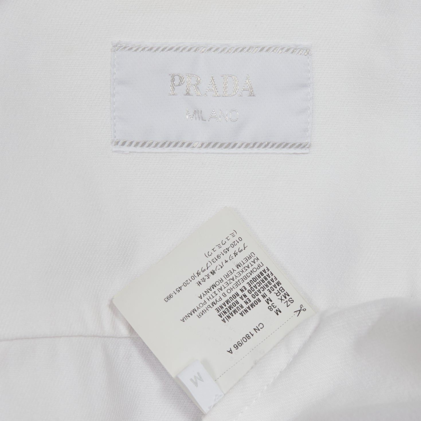 Prada PRADA 2021 white denim 3D logo back pocketed cropped zip up jacket M Size M / US 6-8 / IT 42-44 - 9 Thumbnail