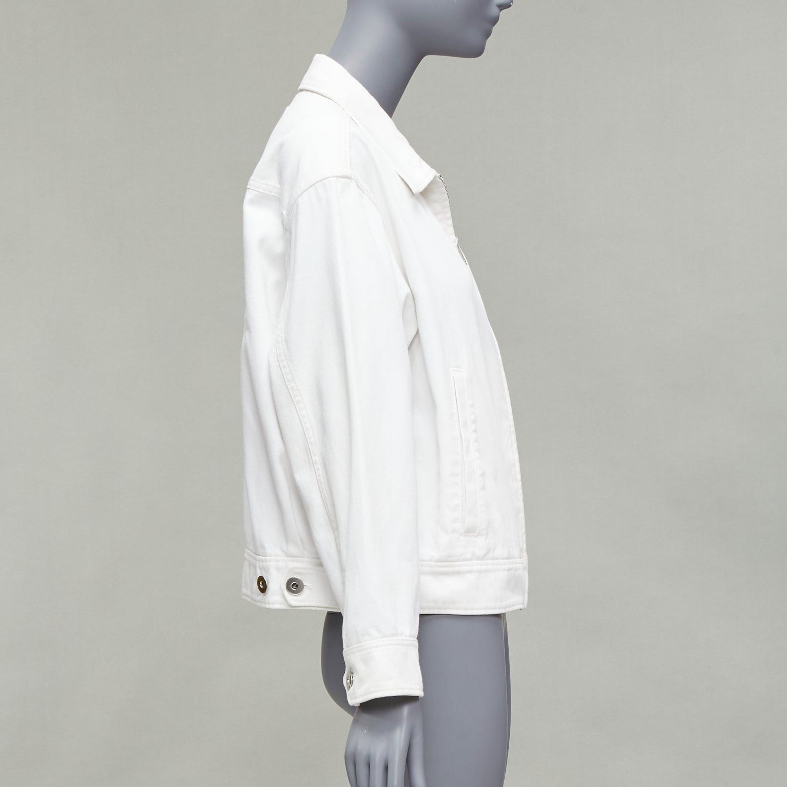 Prada PRADA 2021 white denim 3D logo back pocketed cropped zip up jacket M Size M / US 6-8 / IT 42-44 - 5 Thumbnail