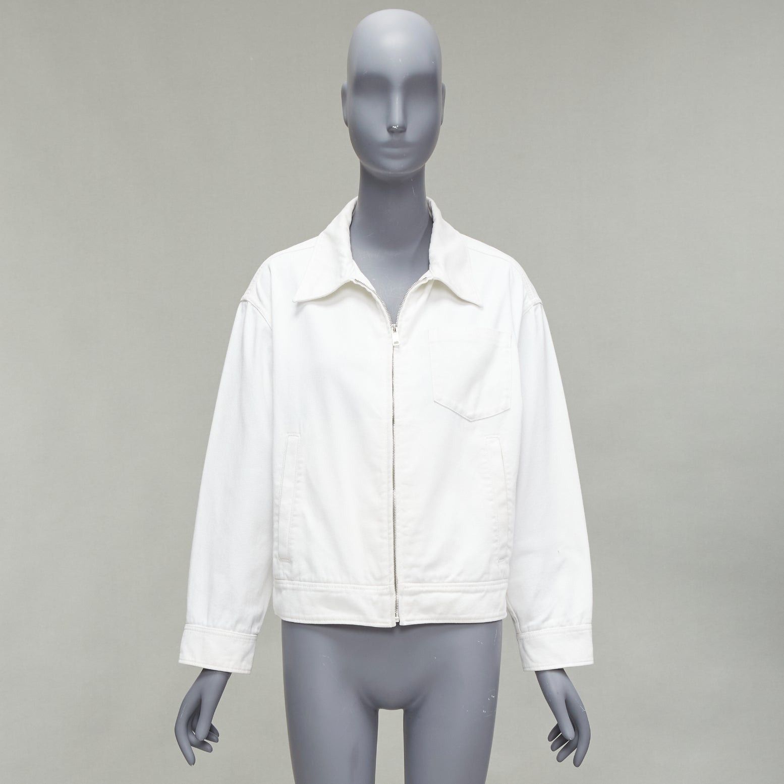 Prada PRADA 2021 white denim 3D logo back pocketed cropped zip up jacket M Size M / US 6-8 / IT 42-44 - 10 Thumbnail