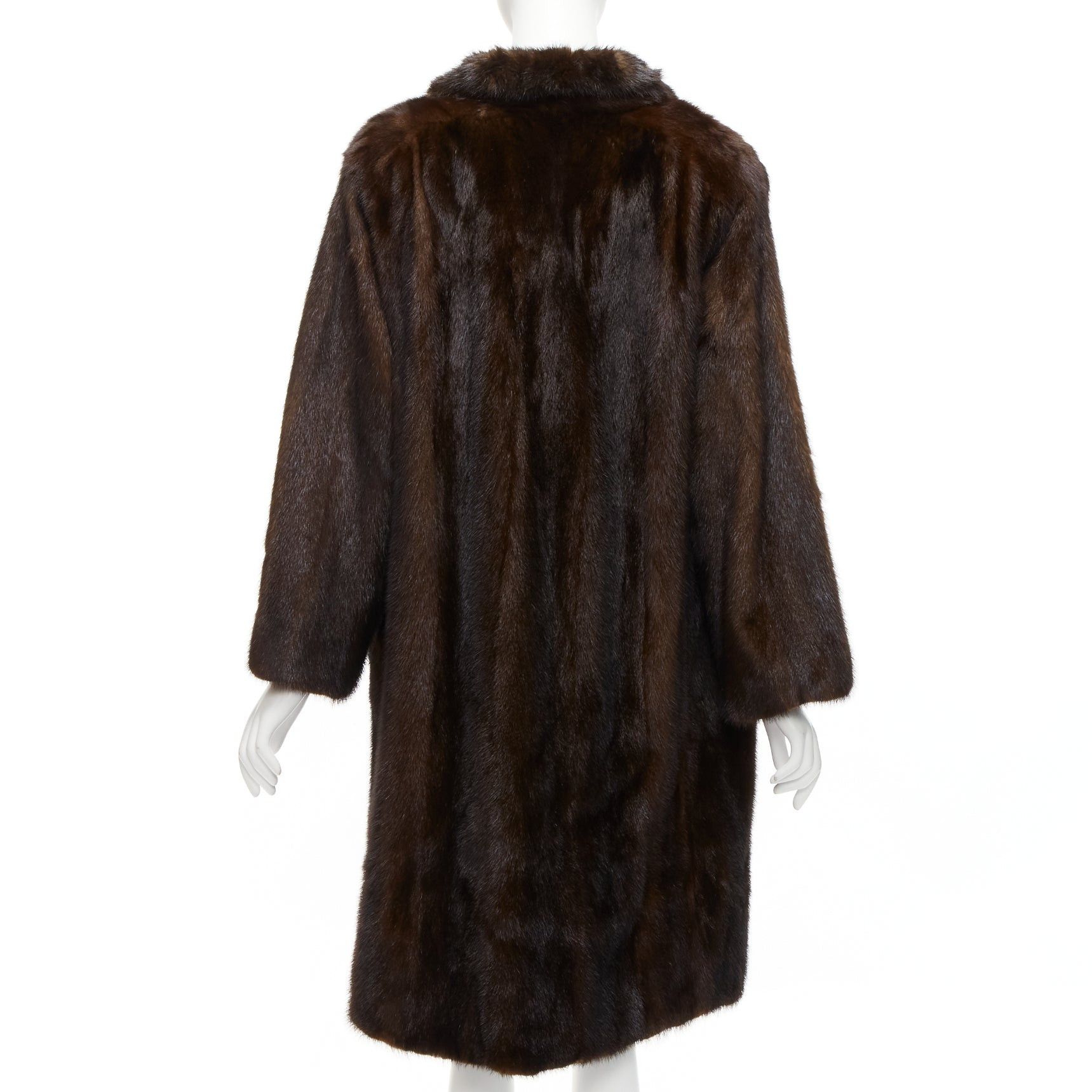 Other UNLABELLED dark brown genuine fur tie collar longline long sleeve jacket coat Size S / US 4 / IT 40 - 5 Thumbnail