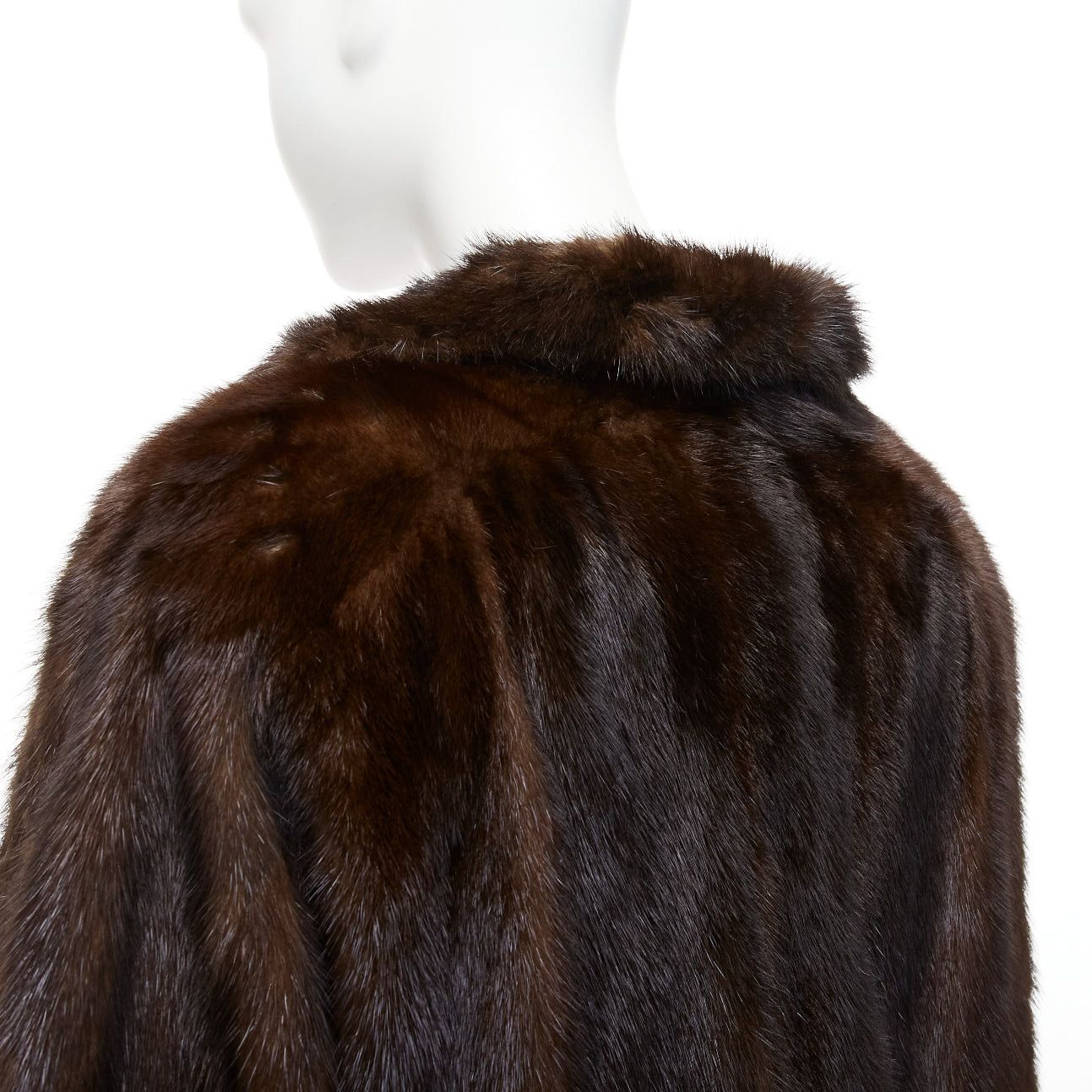 Other UNLABELLED dark brown genuine fur tie collar longline long sleeve jacket coat Size S / US 4 / IT 40 - 7 Thumbnail