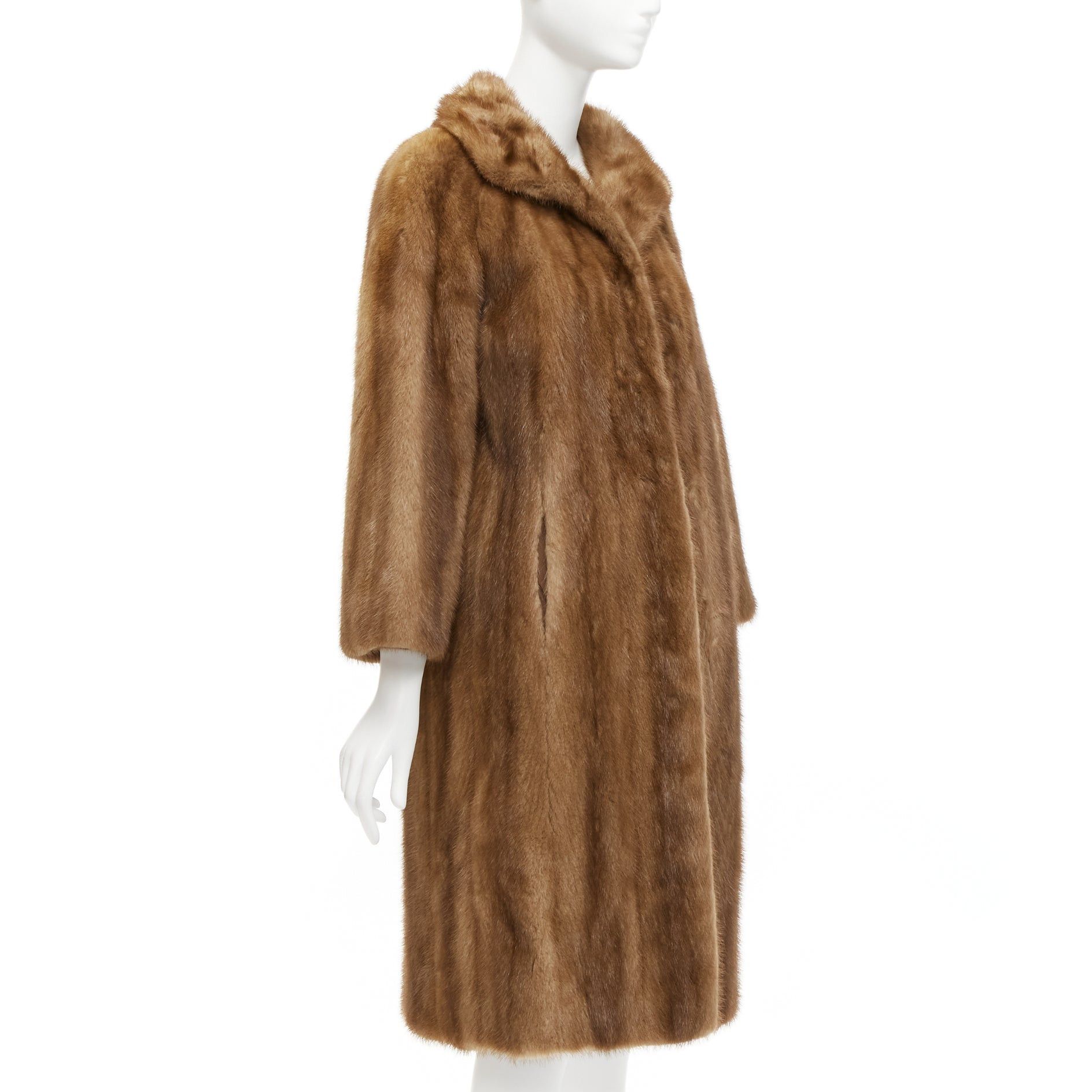 Other CHOMBERT brown genuine fur patched longline collared long sleeve coat Size S / US 4 / IT 40 - 3 Thumbnail