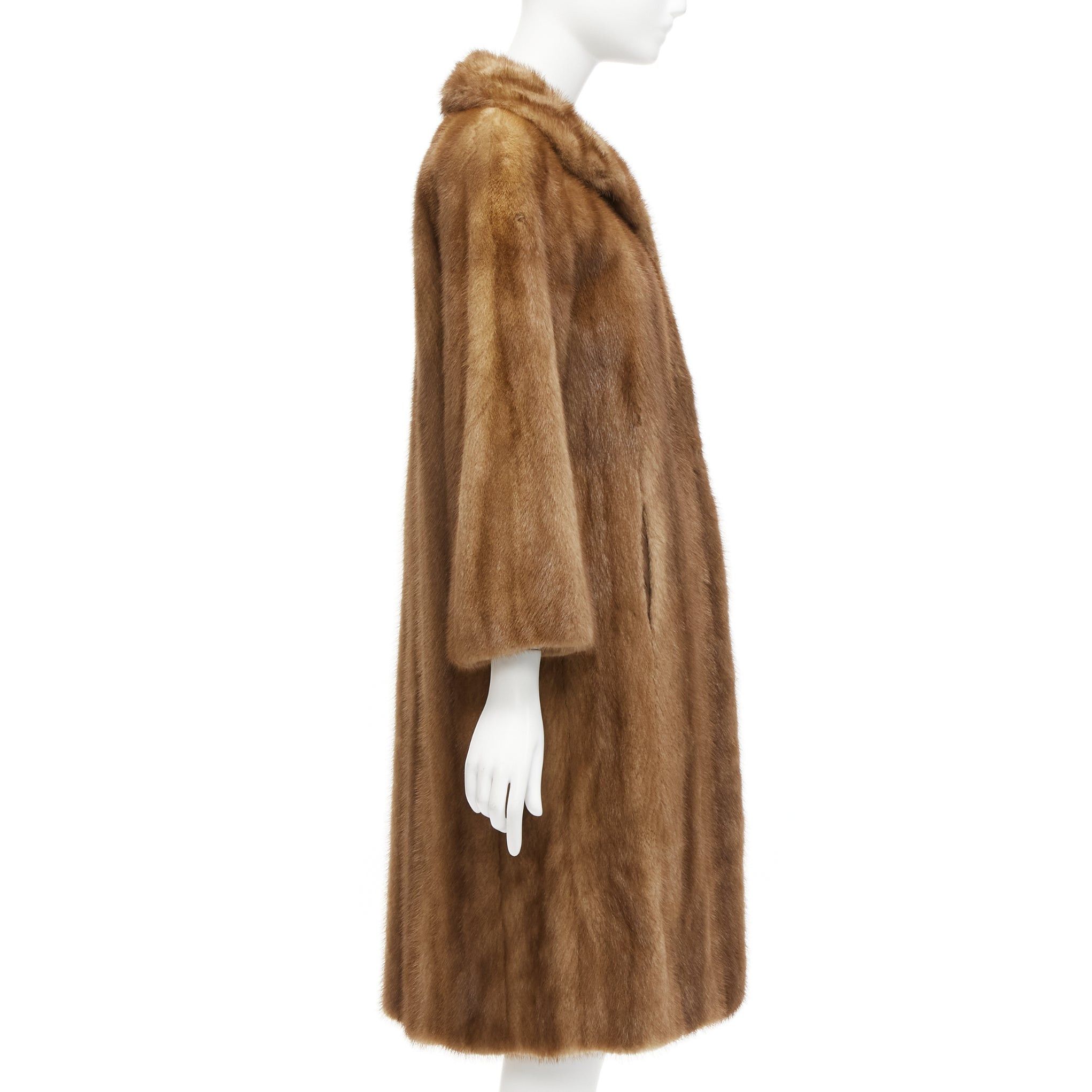 Other CHOMBERT brown genuine fur patched longline collared long sleeve coat Size S / US 4 / IT 40 - 4 Thumbnail