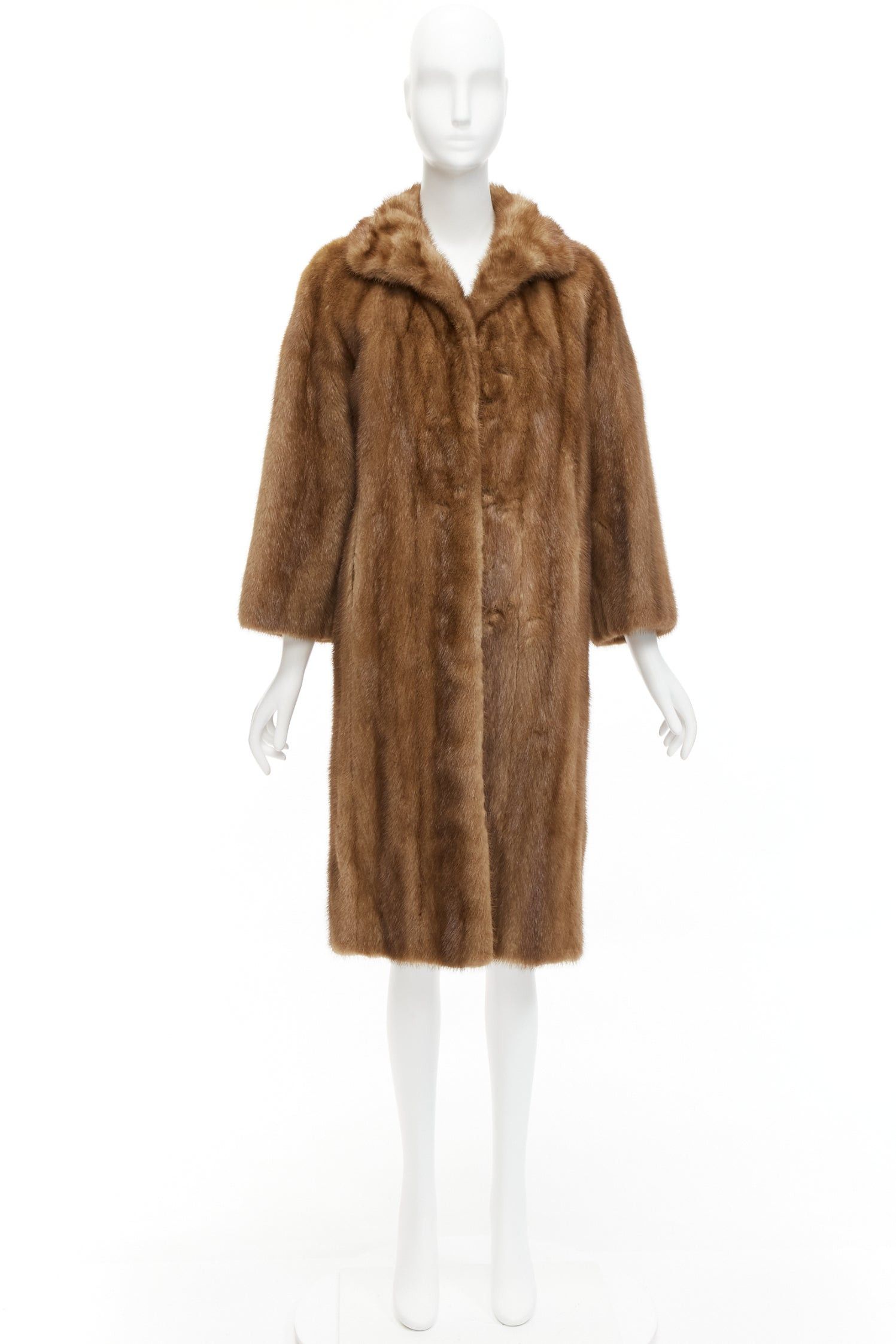 Other CHOMBERT brown genuine fur patched longline collared long sleeve coat Size S / US 4 / IT 40 - 9 Thumbnail