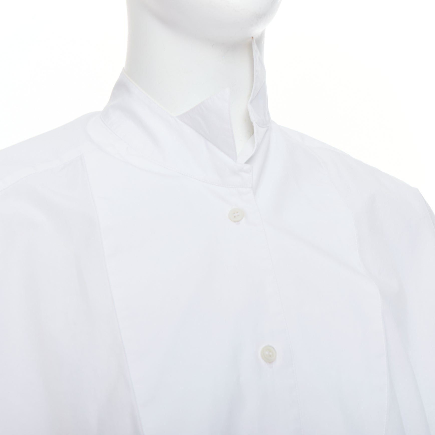 Loewe LOEWE white cotton asymmetric collar cropped sleeve boxy shirt S Size S / US 4 / IT 40 - 2 Thumbnail