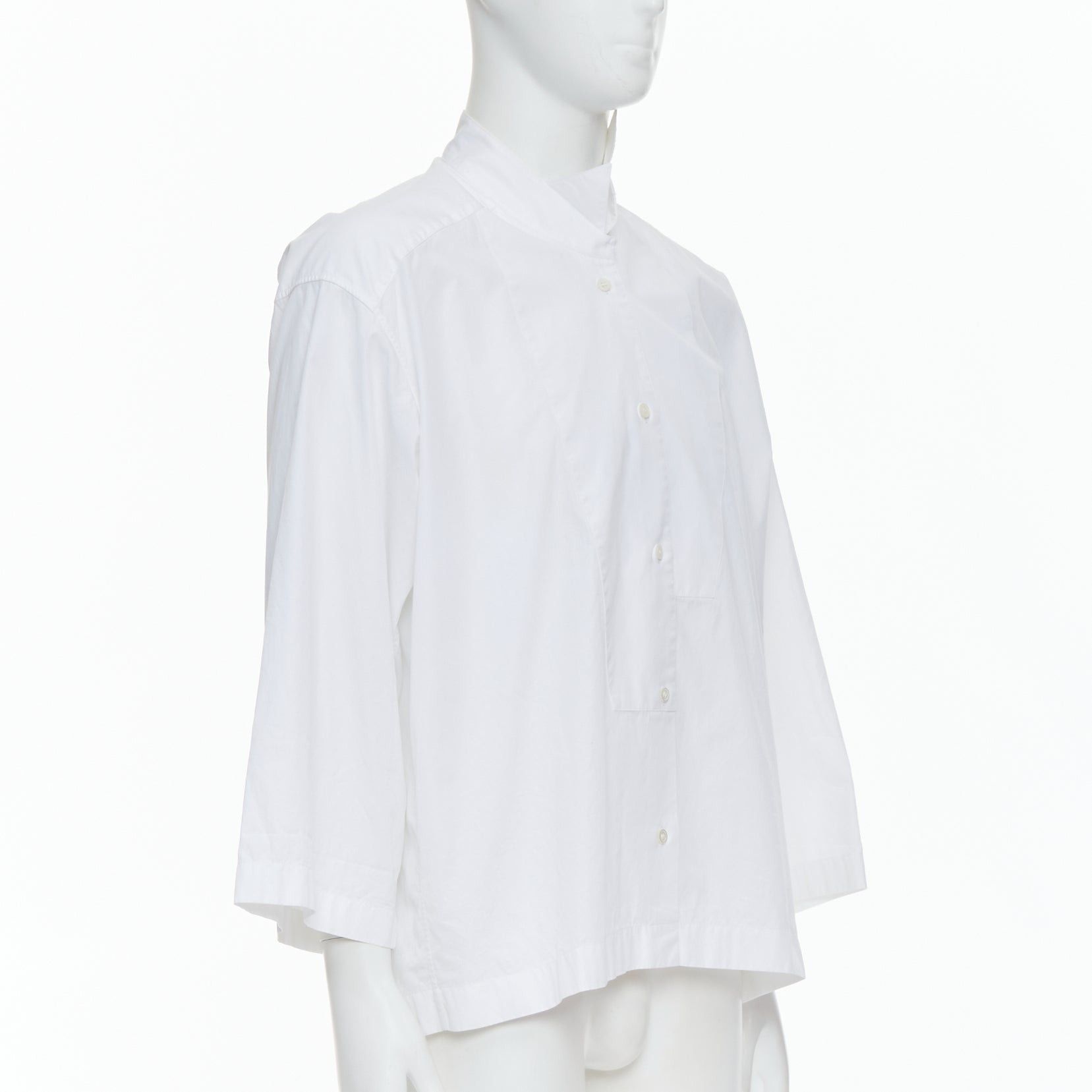 Loewe LOEWE white cotton asymmetric collar cropped sleeve boxy shirt S Size S / US 4 / IT 40 - 3 Thumbnail