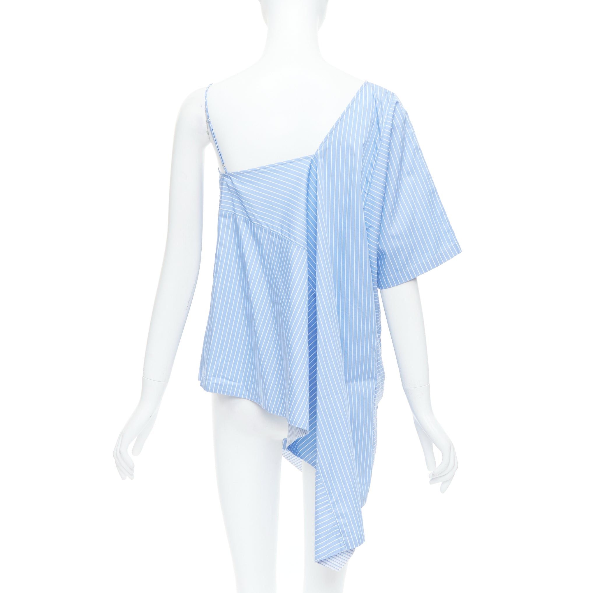 Maison Margiela MAISON MARGIELA blue cotton striped deconstructed half cami top IT38 XS Size XS / US 0-2 / IT 36-38 - 5 Thumbnail