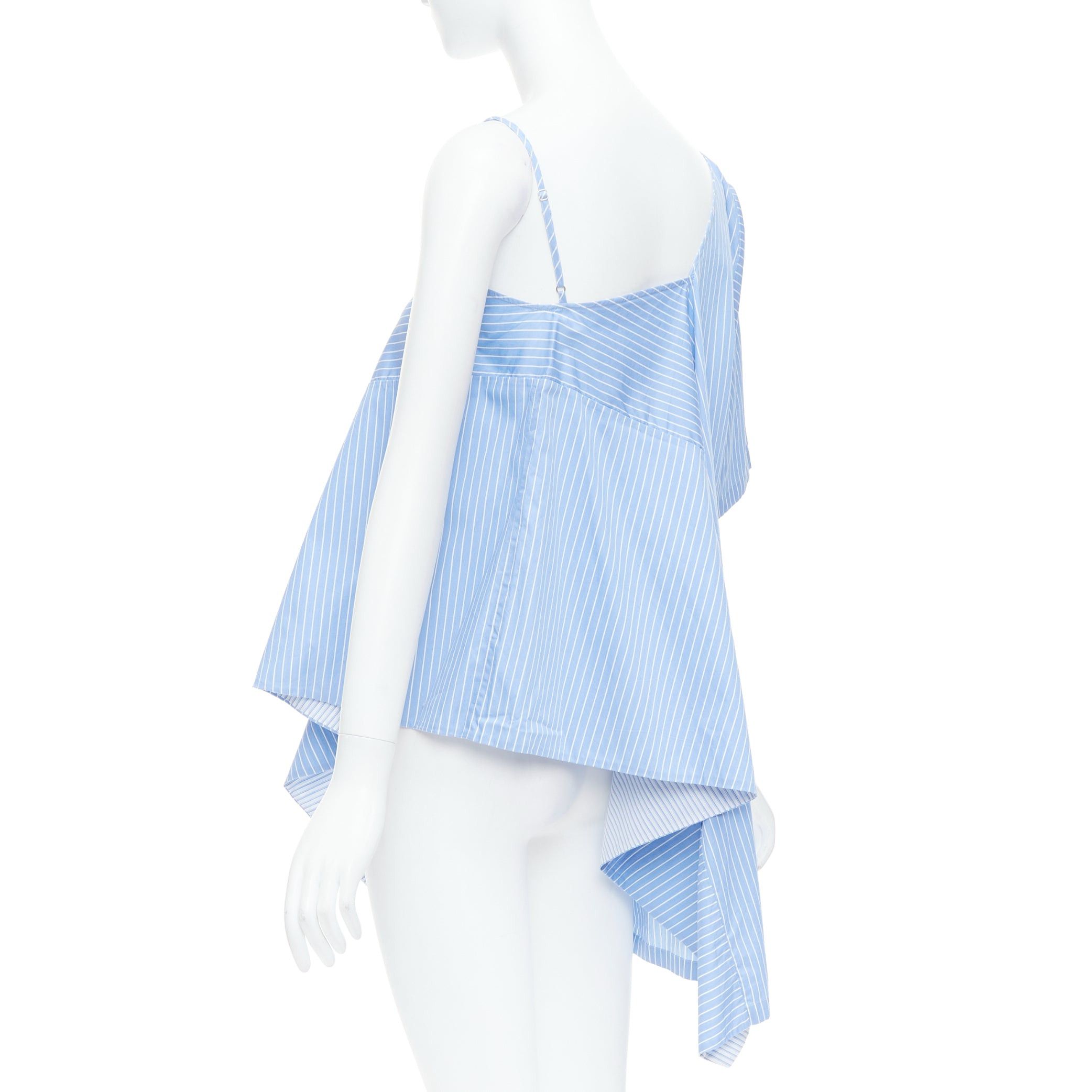 Maison Margiela MAISON MARGIELA blue cotton striped deconstructed half cami top IT38 XS Size XS / US 0-2 / IT 36-38 - 2 Thumbnail