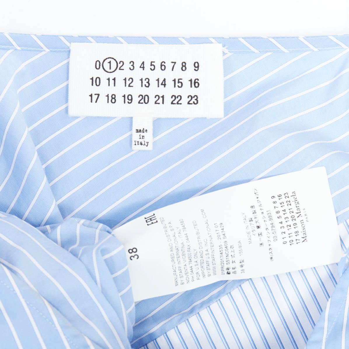 Maison Margiela MAISON MARGIELA blue cotton striped deconstructed half cami top IT38 XS Size XS / US 0-2 / IT 36-38 - 8 Thumbnail