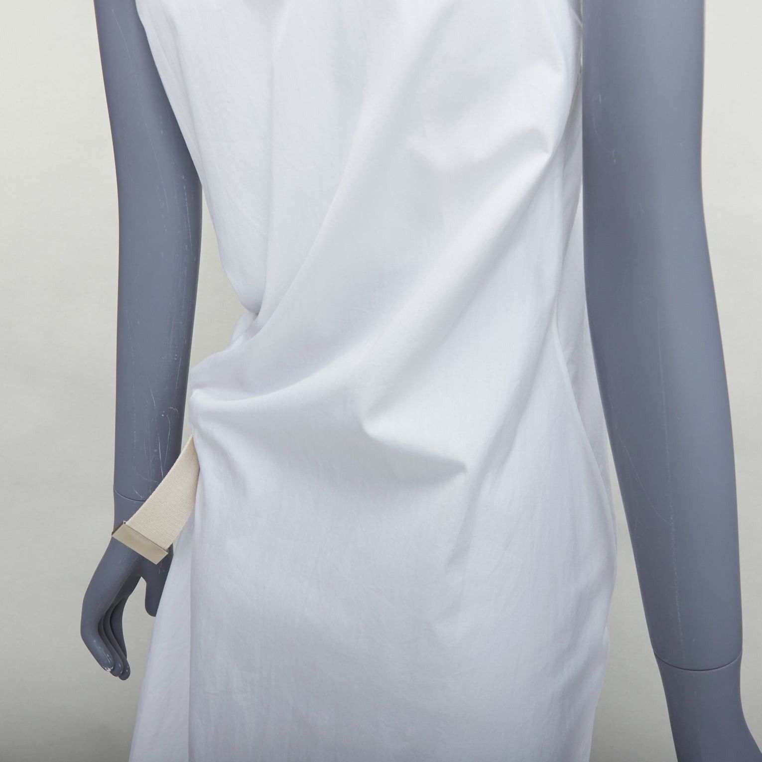Acne Studios ACNE STUDIOS 2016 Chen Poplin silver buckle beige belted white utility dress FR32 XXS Size XS / US 0-2 / IT 36-38 - 7 Thumbnail