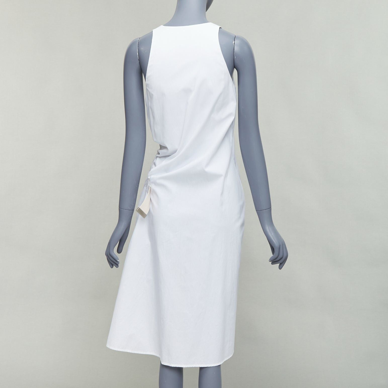 Acne Studios ACNE STUDIOS 2016 Chen Poplin silver buckle beige belted white utility dress FR32 XXS Size XS / US 0-2 / IT 36-38 - 5 Thumbnail