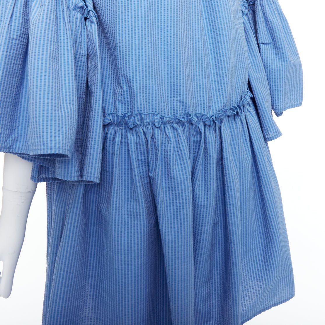 MSGM MSGM blue striped cotton blend flared sleeves drawstring dress IT38 XS Size XS / US 0-2 / IT 36-38 - 7 Thumbnail