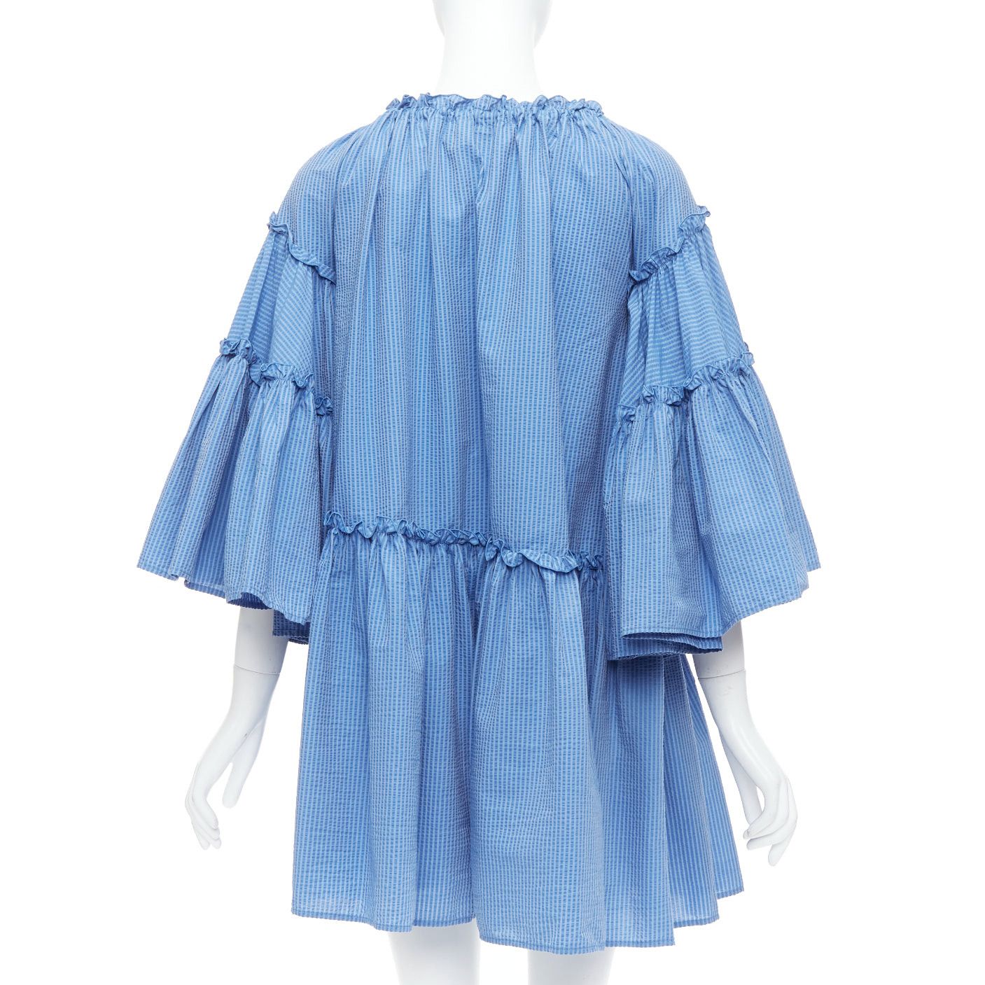 MSGM MSGM blue striped cotton blend flared sleeves drawstring dress IT38 XS Size XS / US 0-2 / IT 36-38 - 5 Thumbnail
