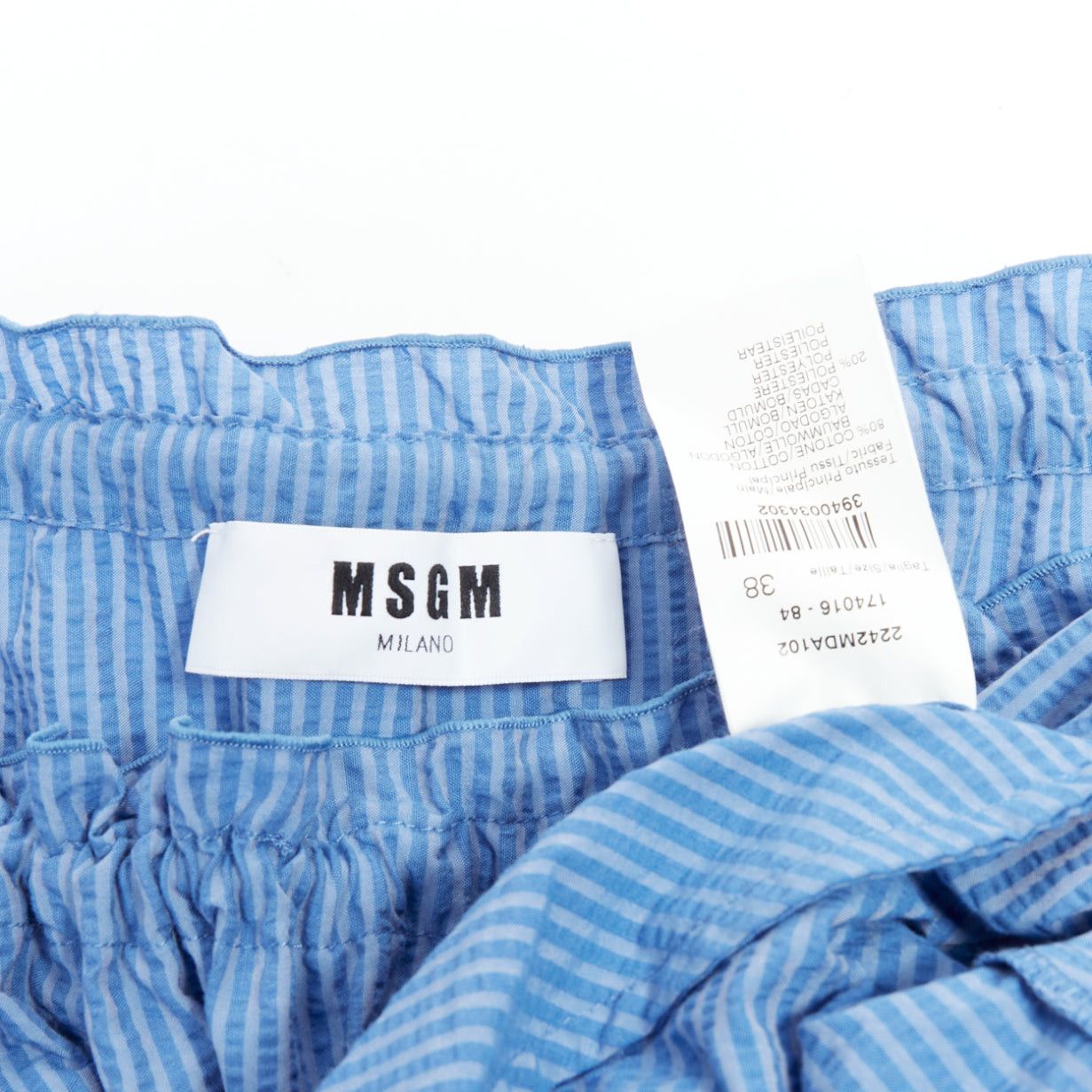 MSGM MSGM blue striped cotton blend flared sleeves drawstring dress IT38 XS Size XS / US 0-2 / IT 36-38 - 8 Thumbnail