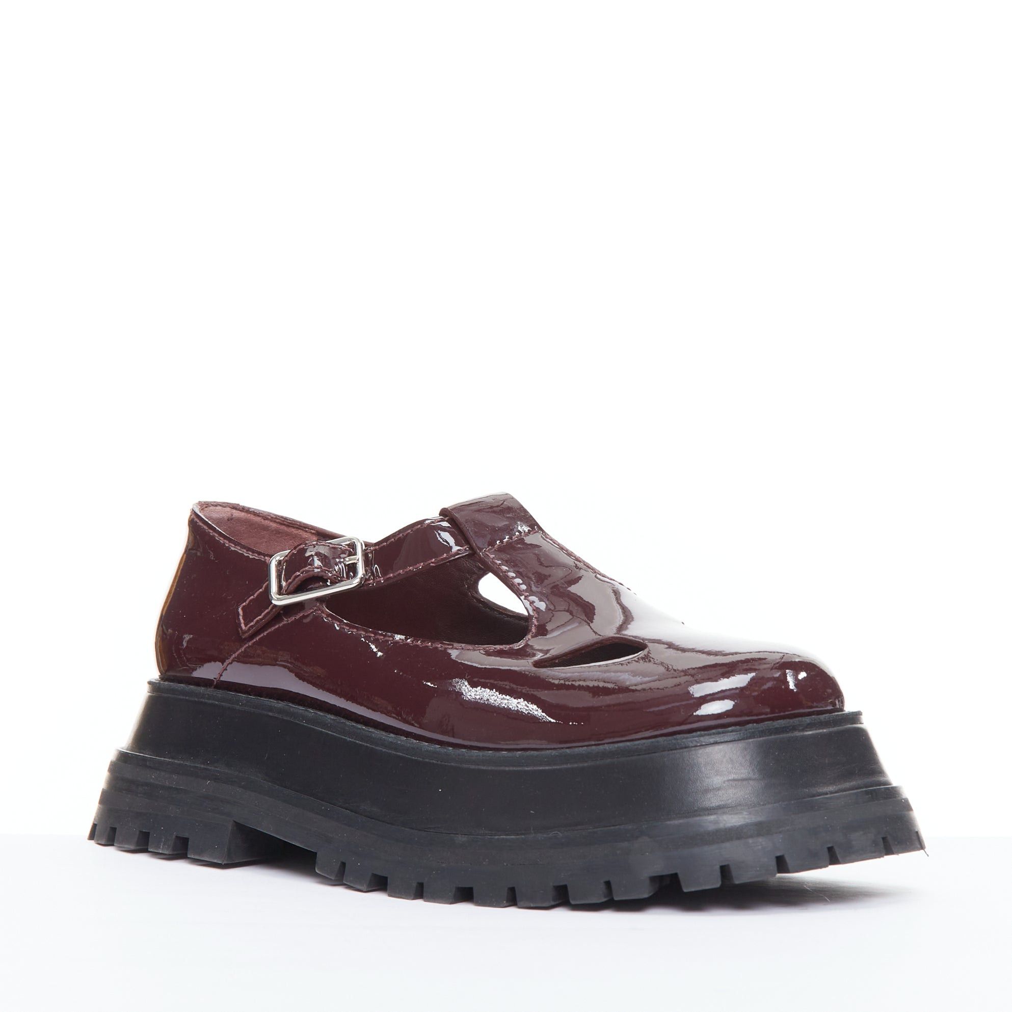 Burberry BURBERRY Aldwych Star burgundy patent maryjane platform shoes EU36 Size US 6 / IT 36 - 3 Thumbnail