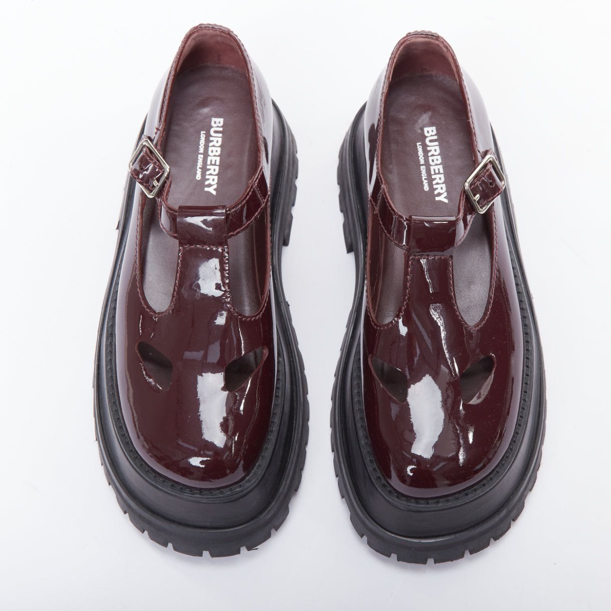 Burberry BURBERRY Aldwych Star burgundy patent maryjane platform shoes EU36 Size US 6 / IT 36 - 2 Thumbnail