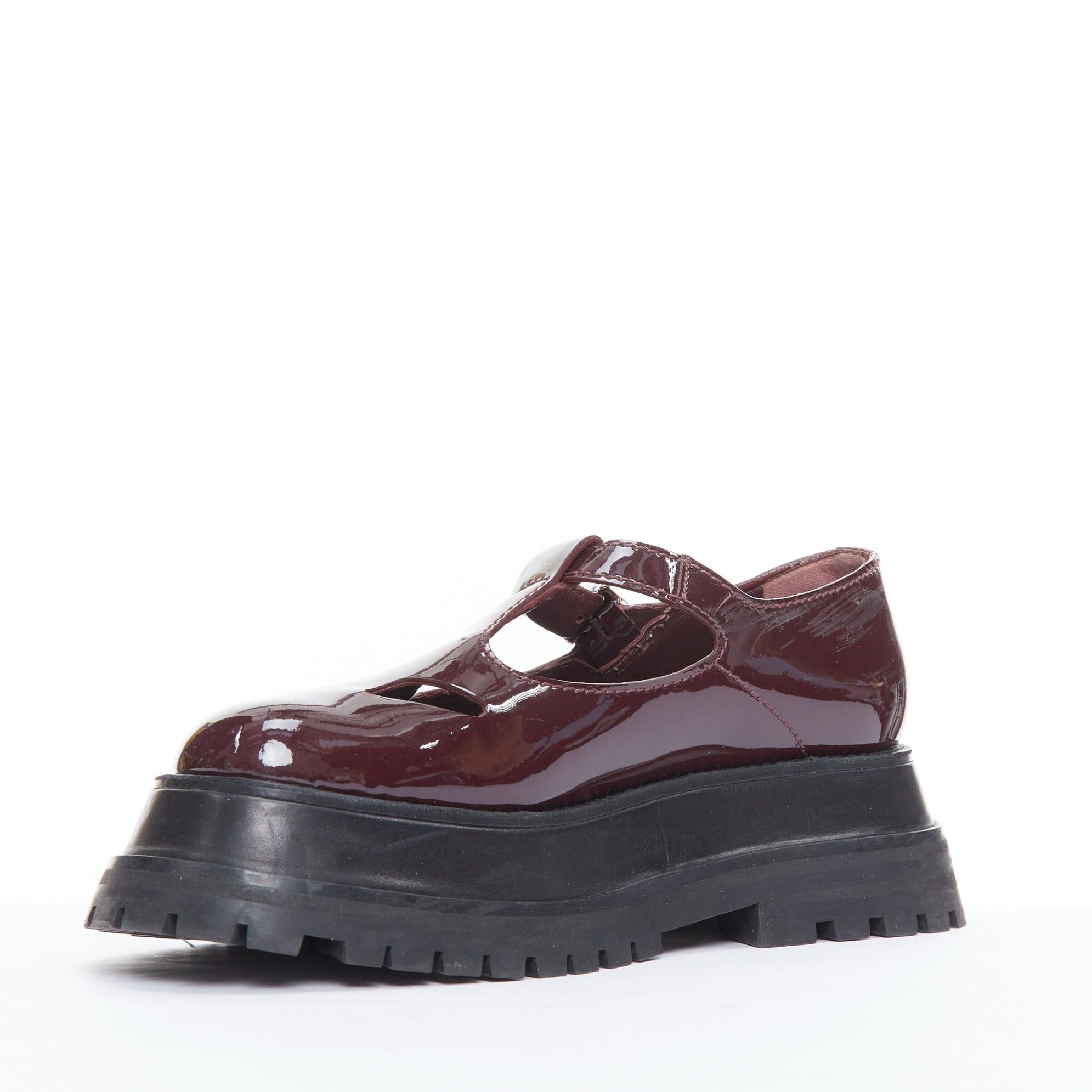 Burberry BURBERRY Aldwych Star burgundy patent maryjane platform shoes EU36 Size US 6 / IT 36 - 4 Thumbnail
