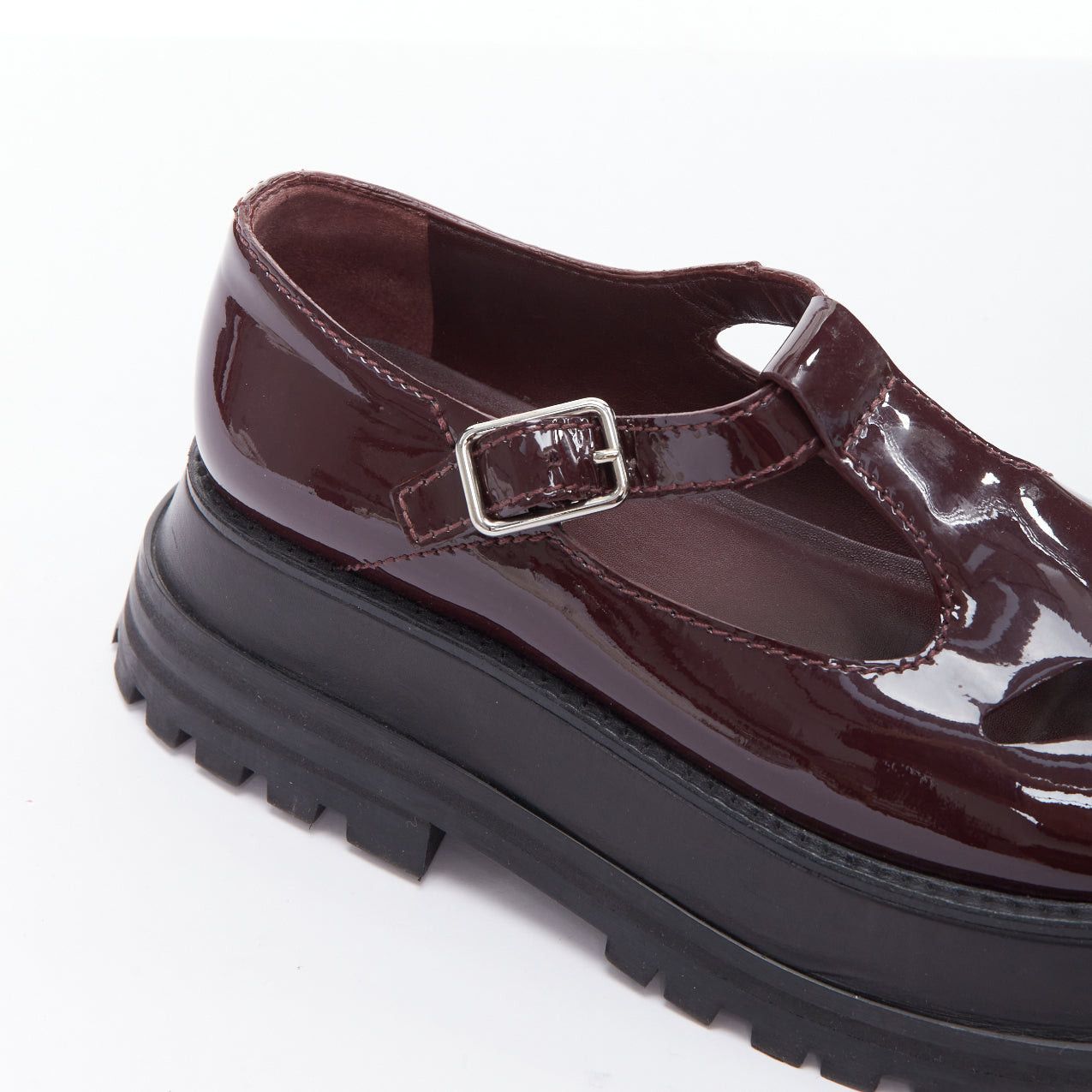 Burberry BURBERRY Aldwych Star burgundy patent maryjane platform shoes EU36 Size US 6 / IT 36 - 8 Thumbnail