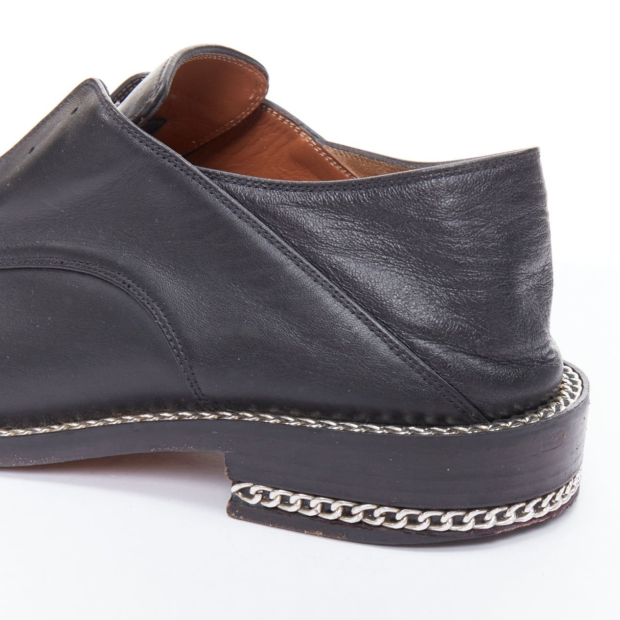 Givenchy GIVENCHY black leather silver chain block heel brogue shoes Size US 6 / IT 36 - 8 Thumbnail