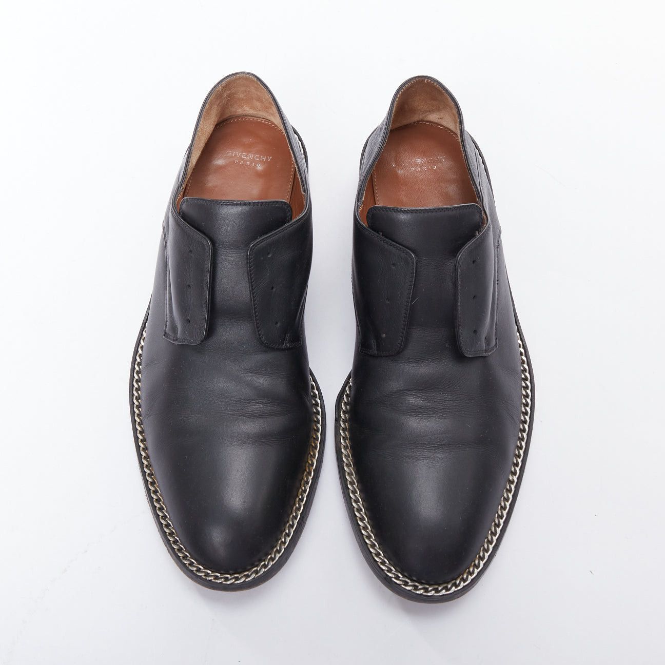 Givenchy GIVENCHY black leather silver chain block heel brogue shoes Size US 6 / IT 36 - 3 Thumbnail
