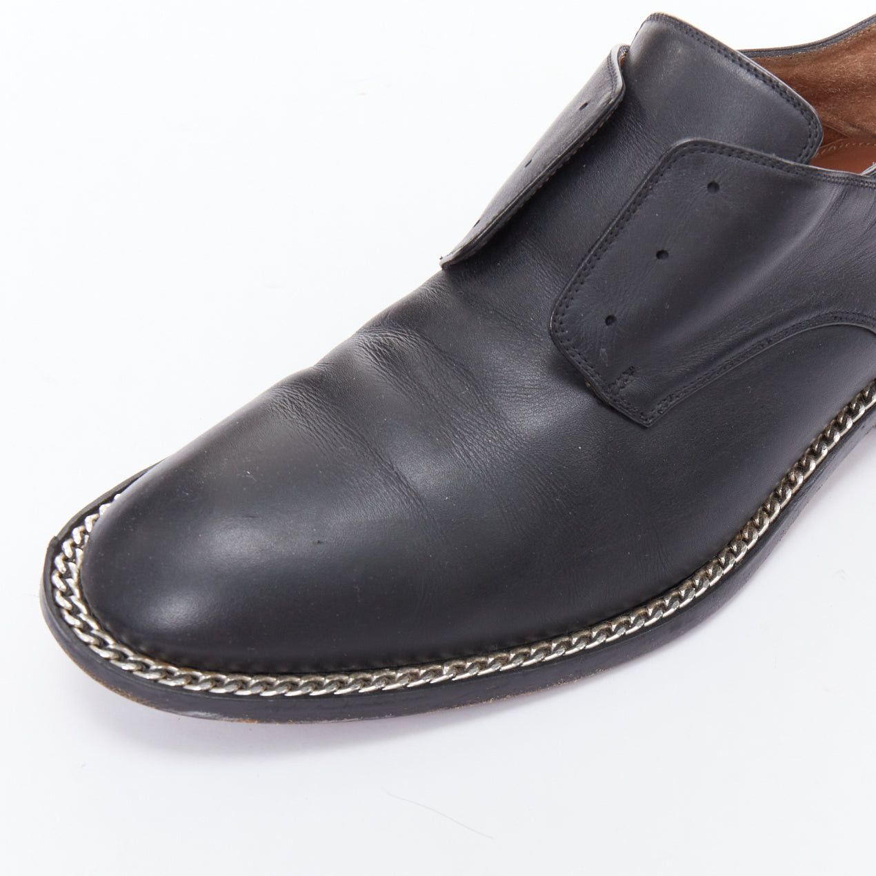 Givenchy GIVENCHY black leather silver chain block heel brogue shoes Size US 6 / IT 36 - 7 Thumbnail