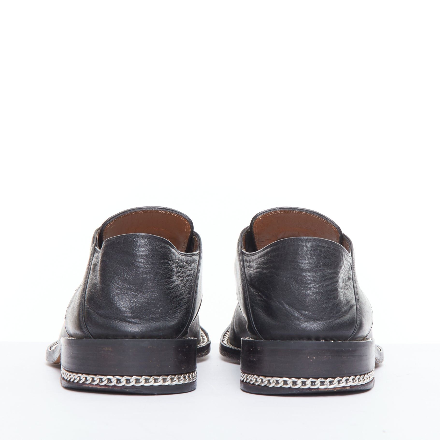 Givenchy GIVENCHY black leather silver chain block heel brogue shoes Size US 6 / IT 36 - 5 Thumbnail