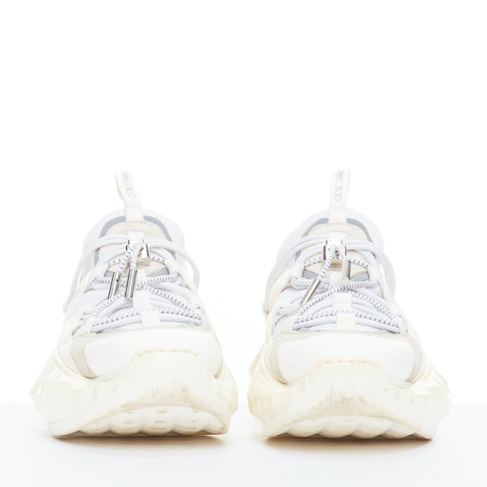 Jimmy Choo JIMMY CHOO Diamond Trail white faceted chunky sole sneakers EU36 Size US 6 / IT 36 - 3 Thumbnail