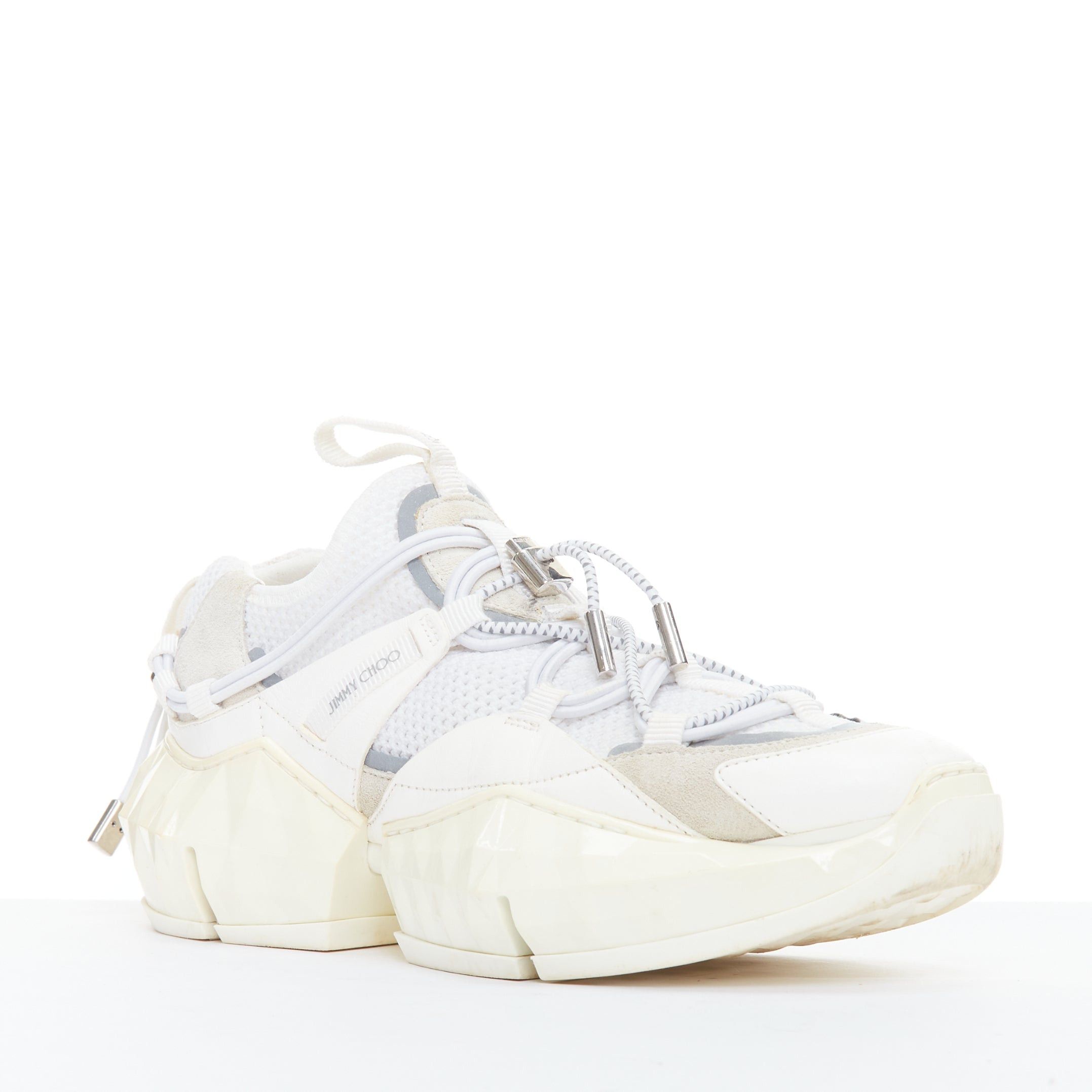 Jimmy Choo JIMMY CHOO Diamond Trail white faceted chunky sole sneakers EU36 Size US 6 / IT 36 - 2 Thumbnail