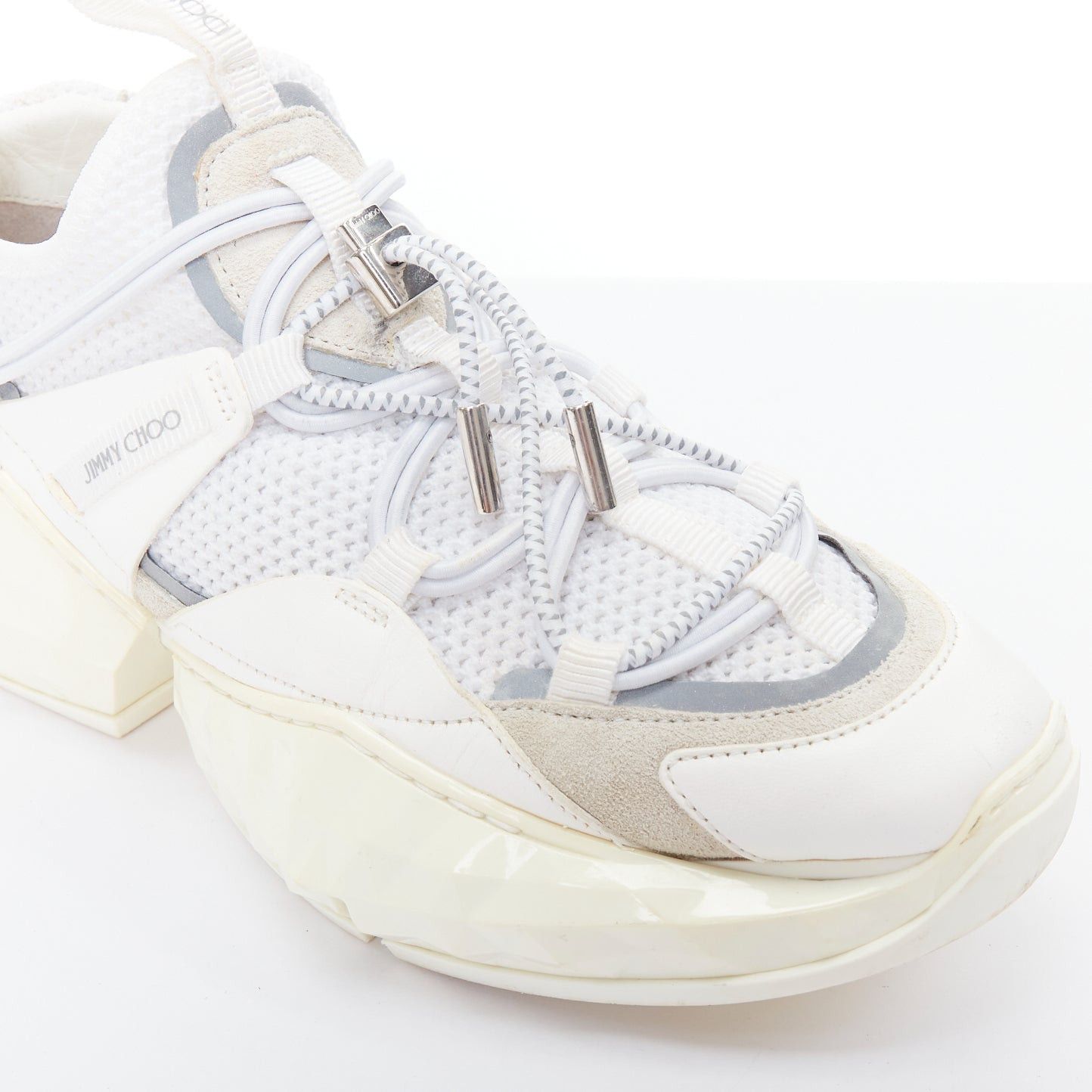 Jimmy Choo JIMMY CHOO Diamond Trail white faceted chunky sole sneakers EU36 Size US 6 / IT 36 - 7 Thumbnail