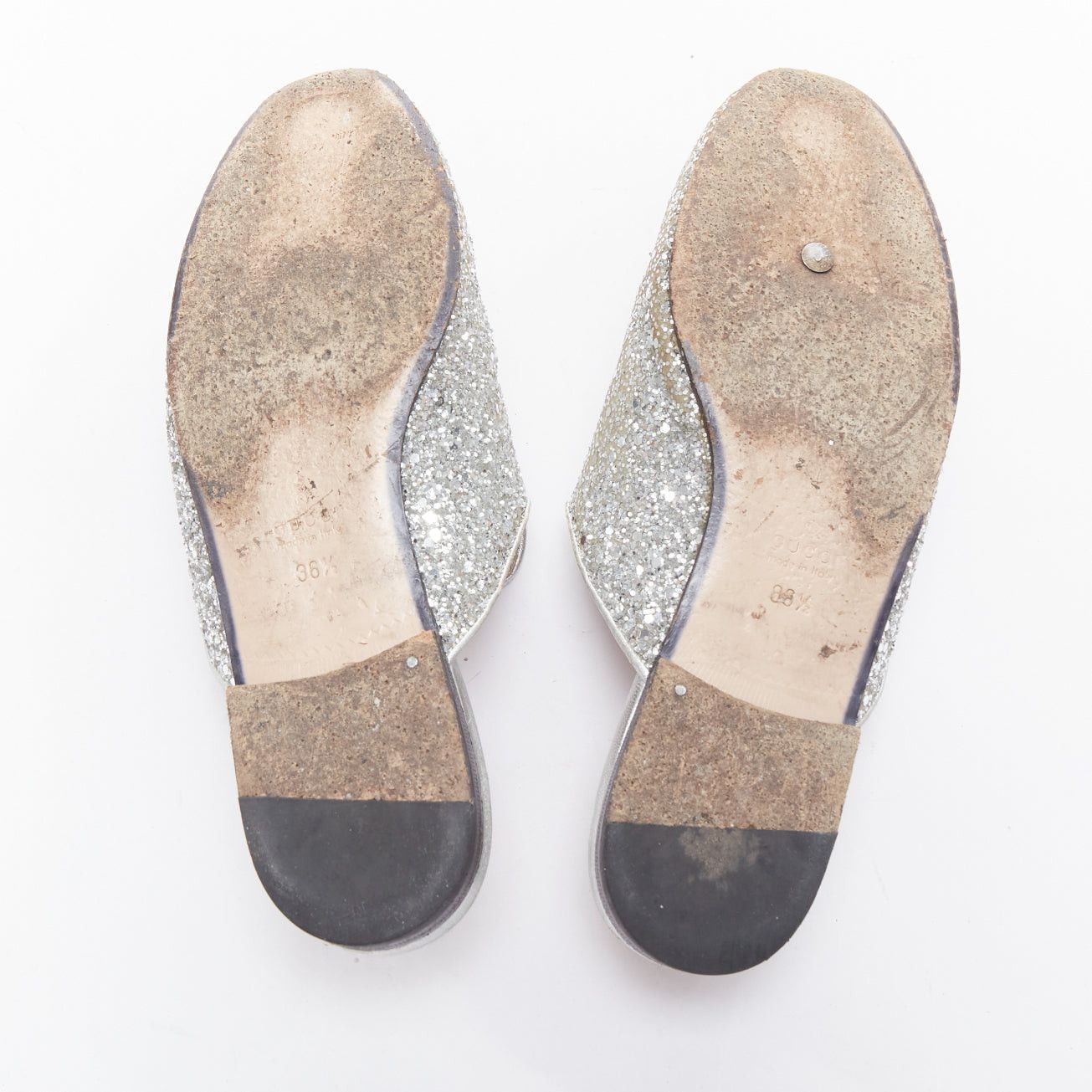 Gucci GUCCI Princetown silver glitter gold horsebit slip on loafer mules EU36.5 Size US 6.5 / IT 36.5 - 11 Thumbnail
