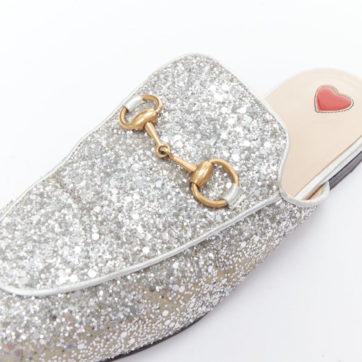 Gucci GUCCI Princetown silver glitter gold horsebit slip on loafer mules EU36.5 Size US 6.5 / IT 36.5 - 7 Thumbnail