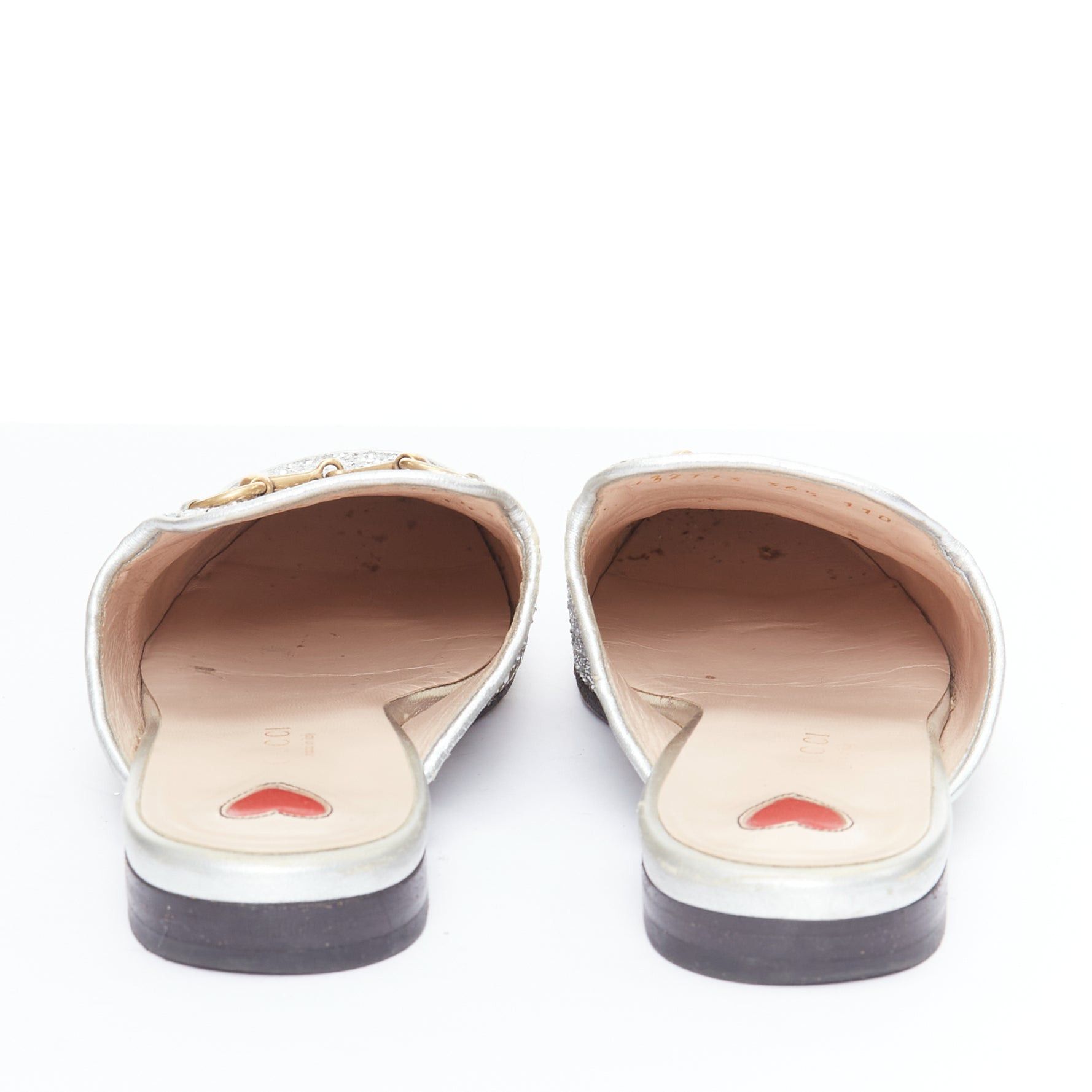 Gucci GUCCI Princetown silver glitter gold horsebit slip on loafer mules EU36.5 Size US 6.5 / IT 36.5 - 5 Thumbnail