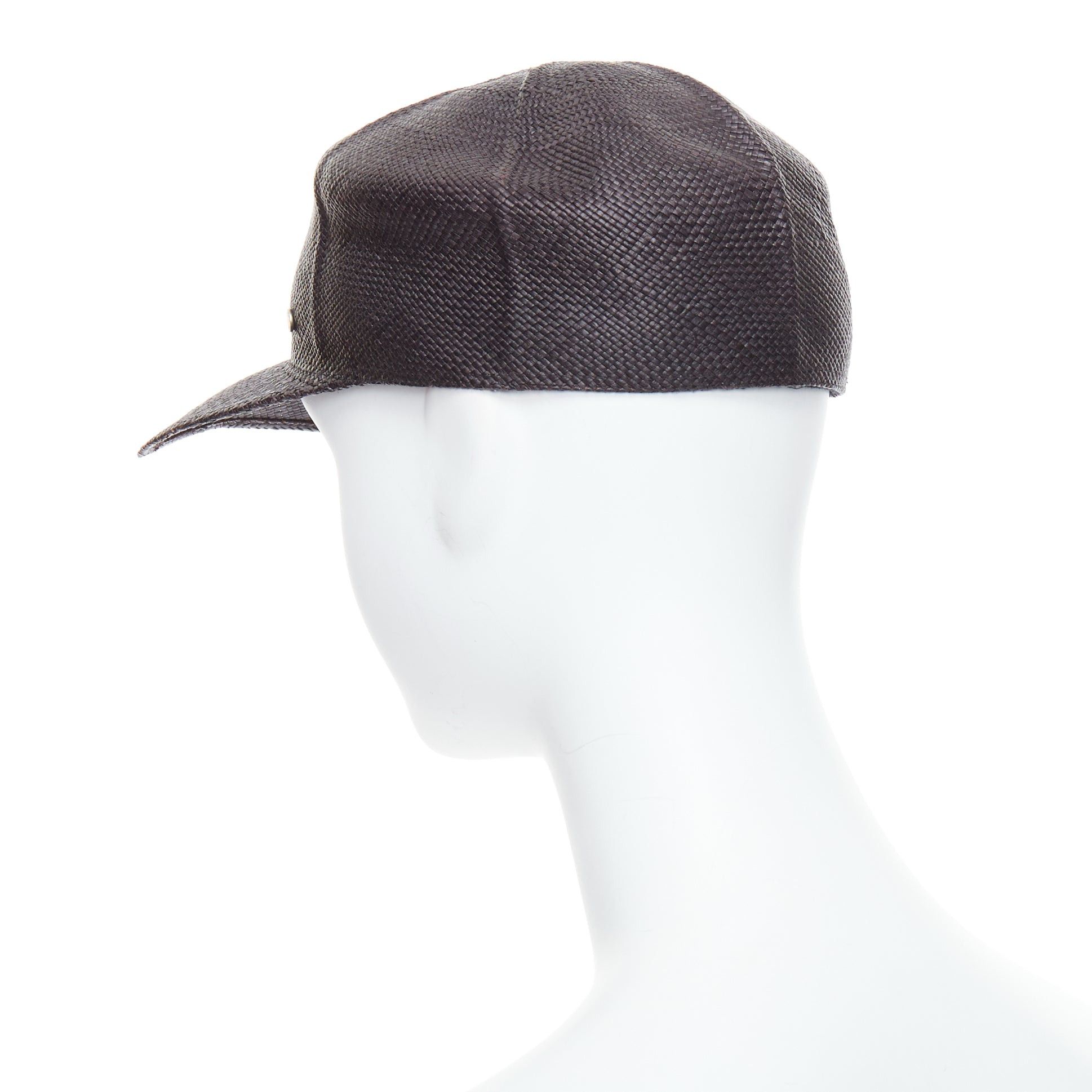 Hermes HERMES Riley Panama black straw small silver logo cotton lined cap hat 57cm Size ONE SIZE - 6 Thumbnail