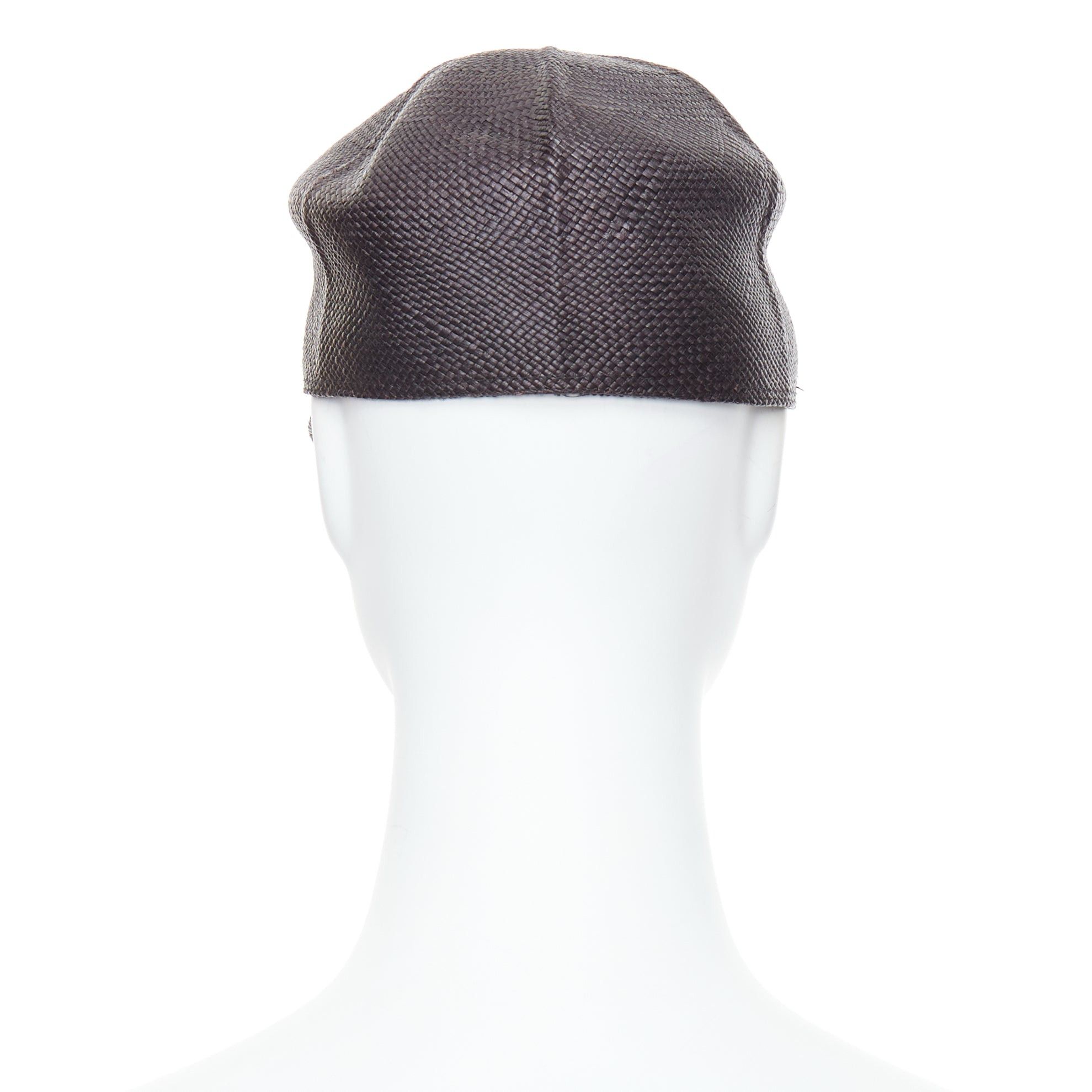 Hermes HERMES Riley Panama black straw small silver logo cotton lined cap hat 57cm Size ONE SIZE - 5 Thumbnail