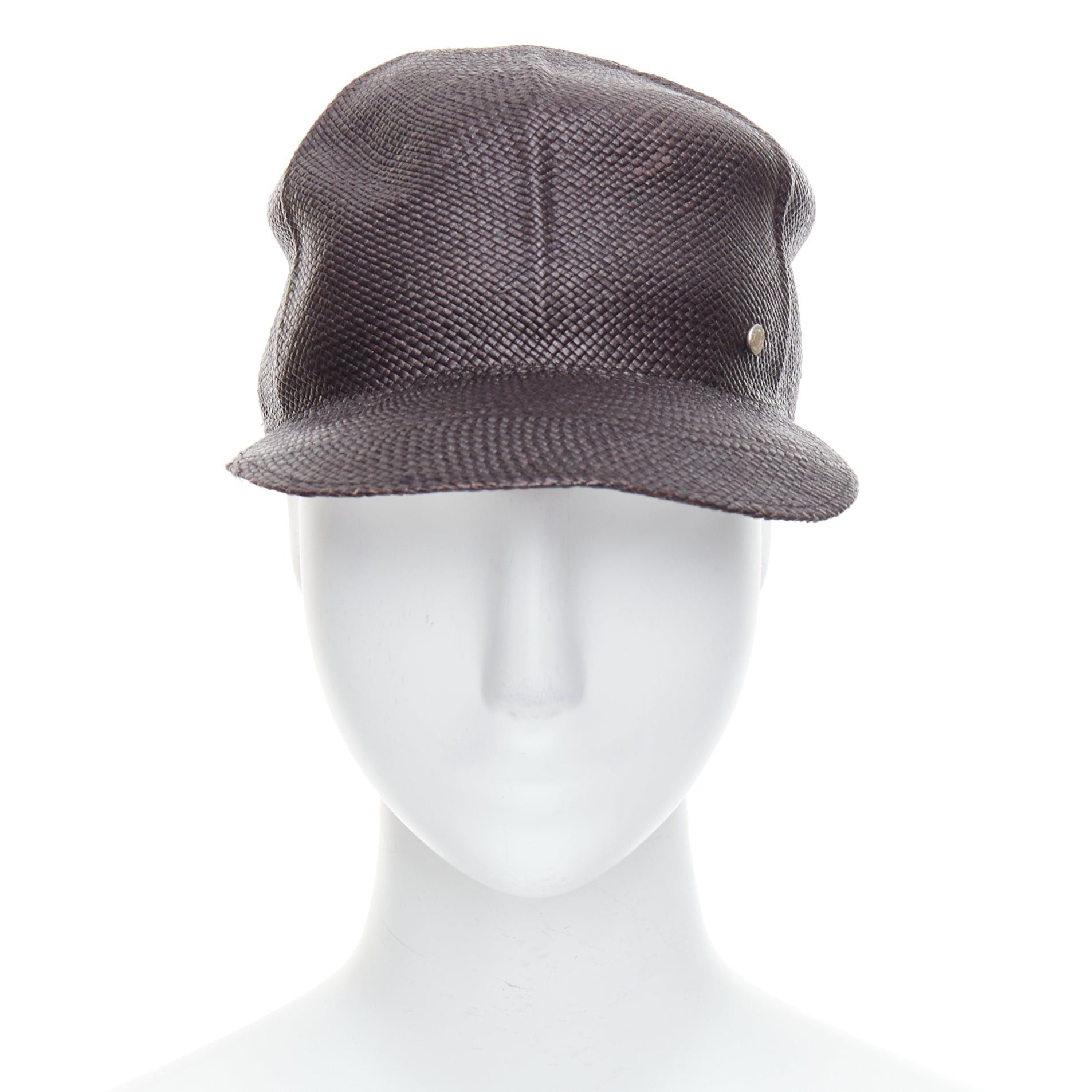 Hermes HERMES Riley Panama black straw small silver logo cotton lined cap hat 57cm Size ONE SIZE - 3 Thumbnail