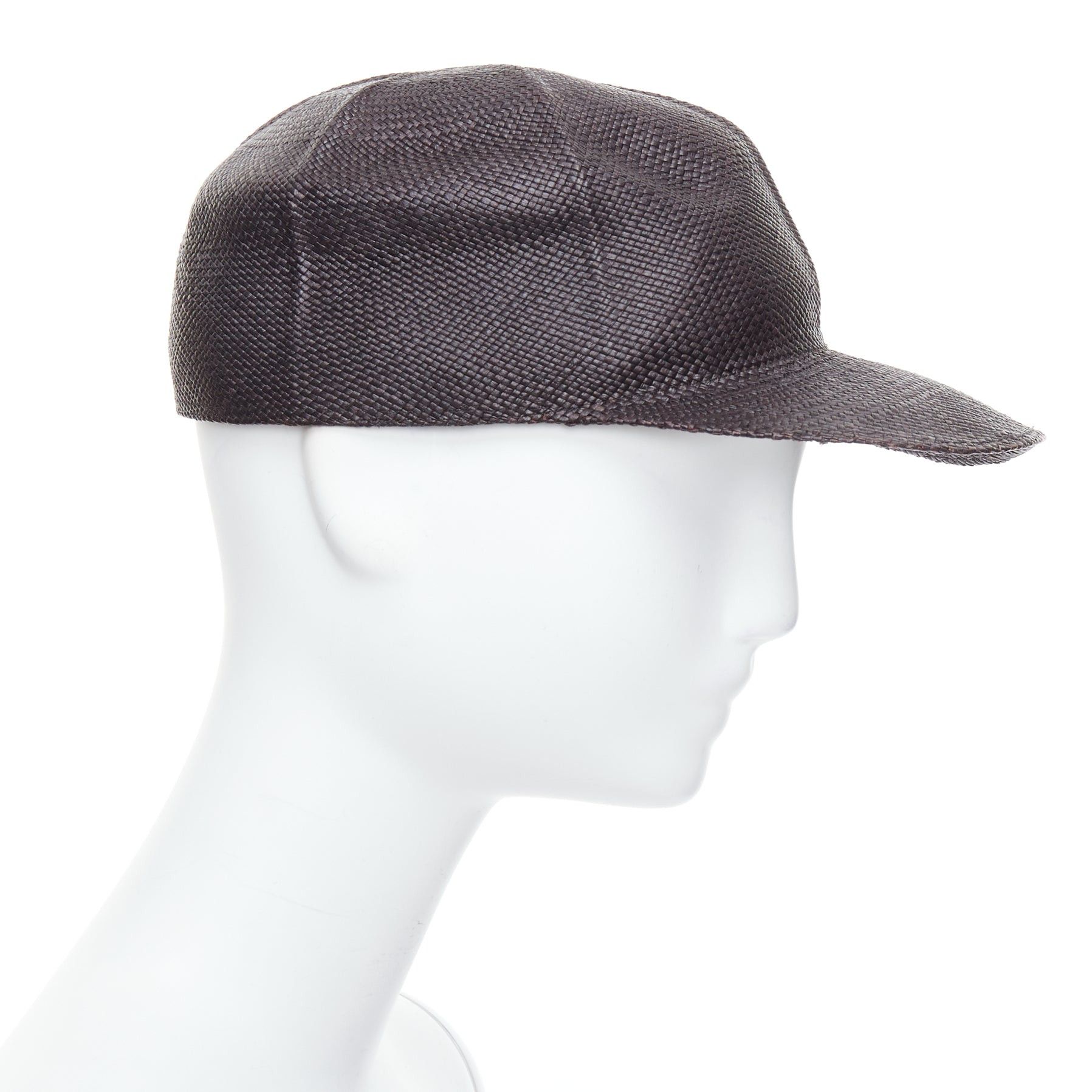 Hermes HERMES Riley Panama black straw small silver logo cotton lined cap hat 57cm Size ONE SIZE - 4 Thumbnail