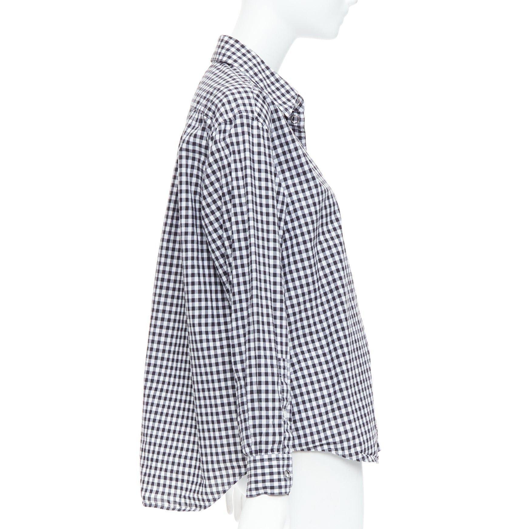 Burberry BURBERRY black white cotton check gingham silver snap button shirt IT40 S Size M / US 6-8 / IT 42-44 - 4 Thumbnail