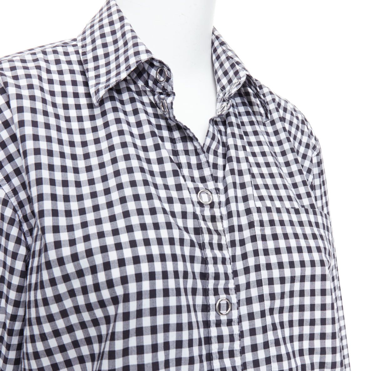 Burberry BURBERRY black white cotton check gingham silver snap button shirt IT40 S Size M / US 6-8 / IT 42-44 - 2 Thumbnail