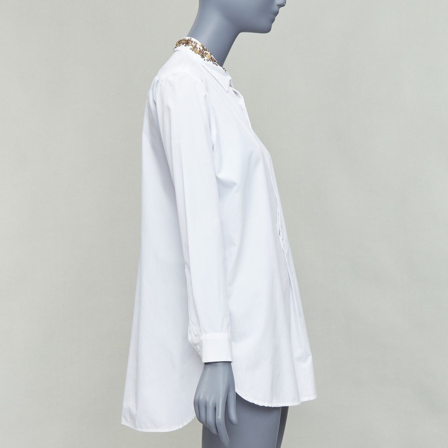Yohji Yamamoto Y'S YOHJI YAMAMOTO white gold sequinned collar popover shirt JP1 S Size S / US 4 / IT 40 - 4 Thumbnail