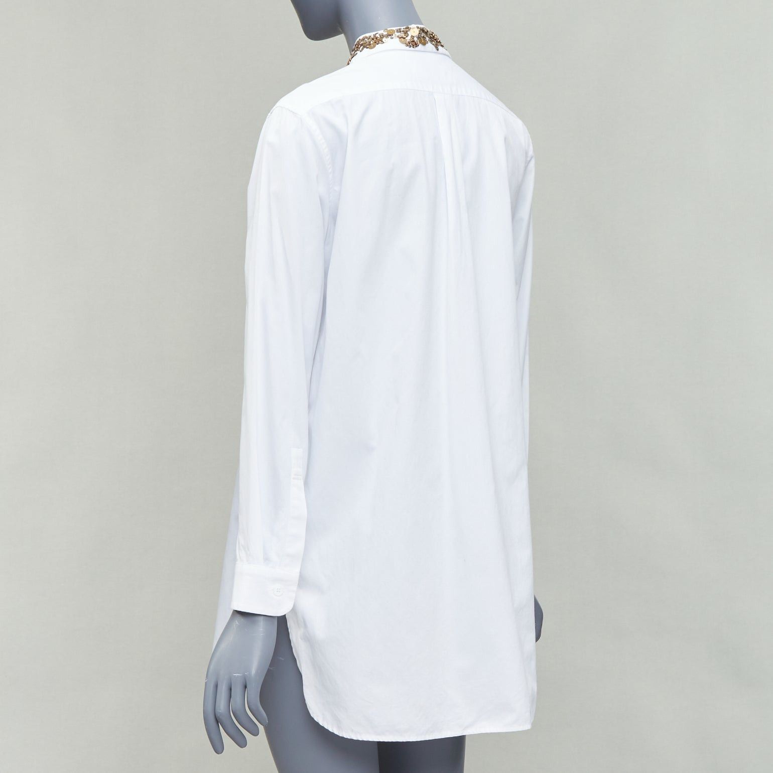 Yohji Yamamoto Y'S YOHJI YAMAMOTO white gold sequinned collar popover shirt JP1 S Size S / US 4 / IT 40 - 6 Thumbnail