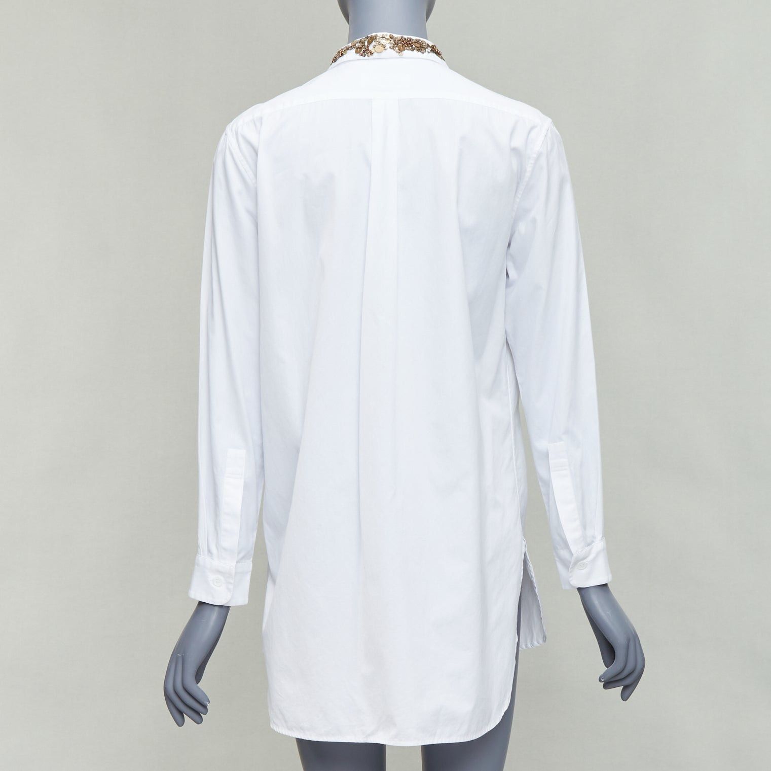 Yohji Yamamoto Y'S YOHJI YAMAMOTO white gold sequinned collar popover shirt JP1 S Size S / US 4 / IT 40 - 5 Thumbnail