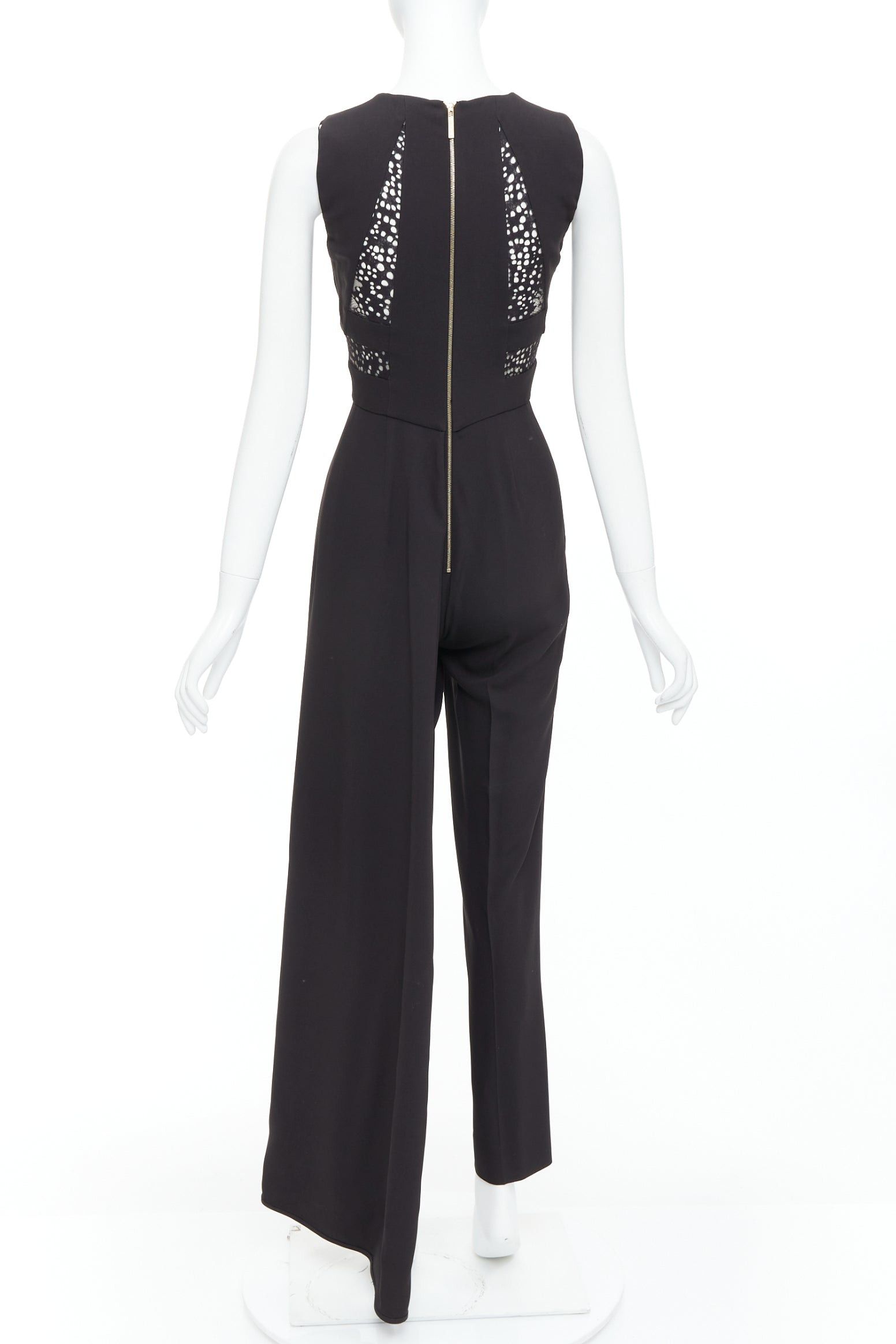 Other ELIE SAAB black sheer panels drape asymmetric V neck jumpsuit FR36 S Size 27" / US 4 / IT 40 - 5 Thumbnail