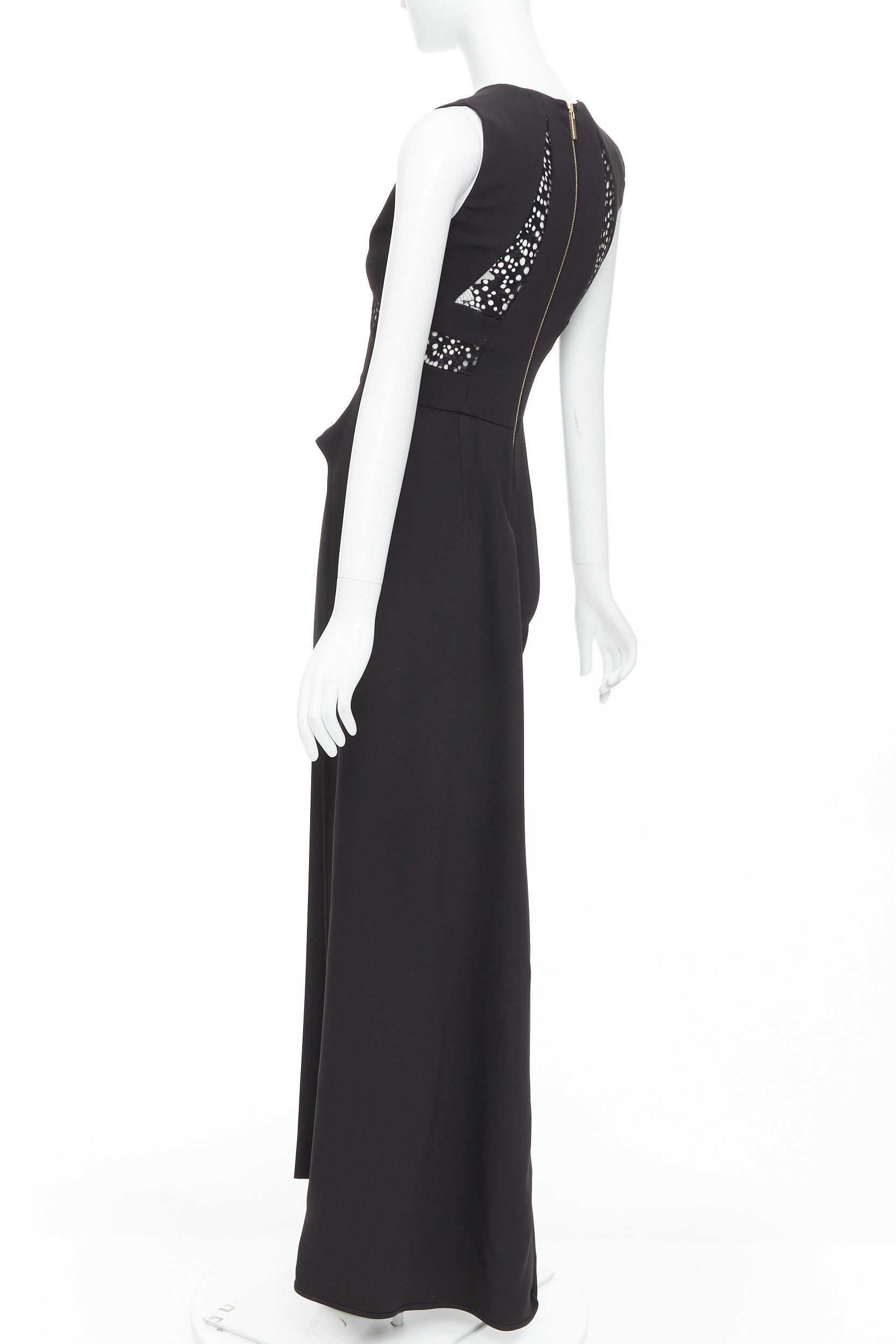 Other ELIE SAAB black sheer panels drape asymmetric V neck jumpsuit FR36 S Size 27" / US 4 / IT 40 - 6 Thumbnail