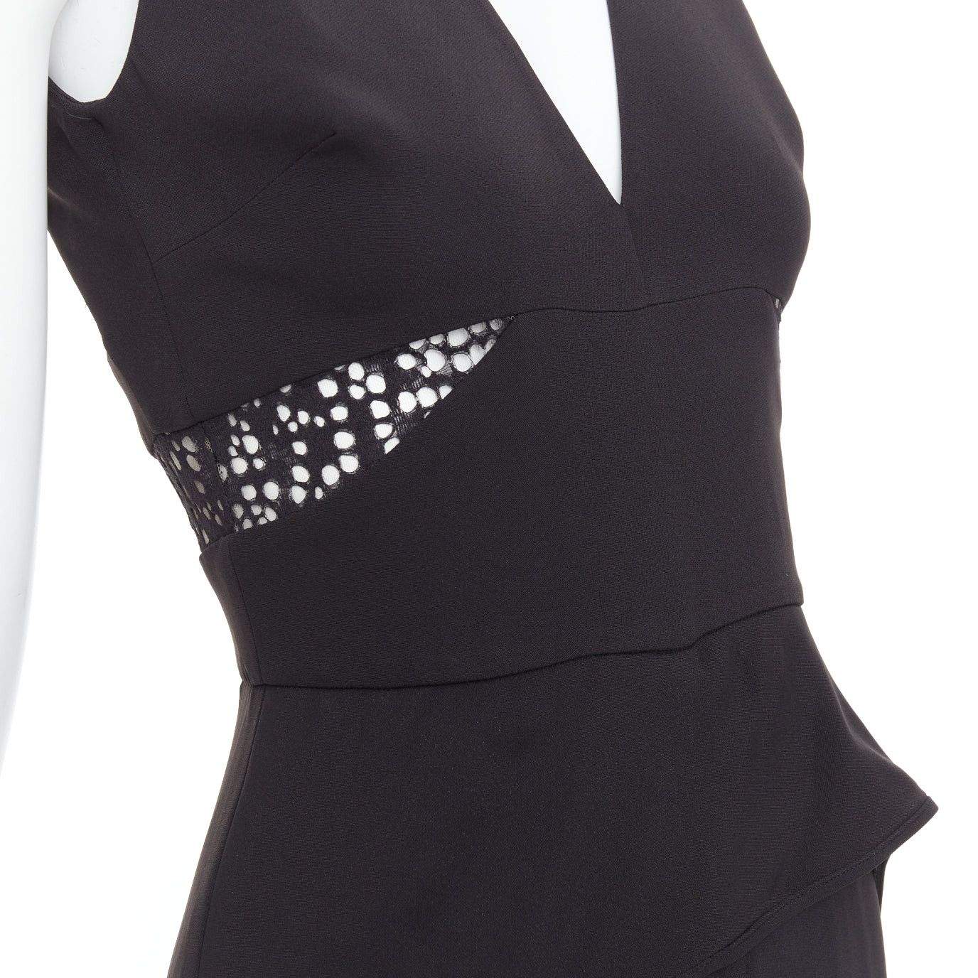 Other ELIE SAAB black sheer panels drape asymmetric V neck jumpsuit FR36 S Size 27" / US 4 / IT 40 - 2 Thumbnail