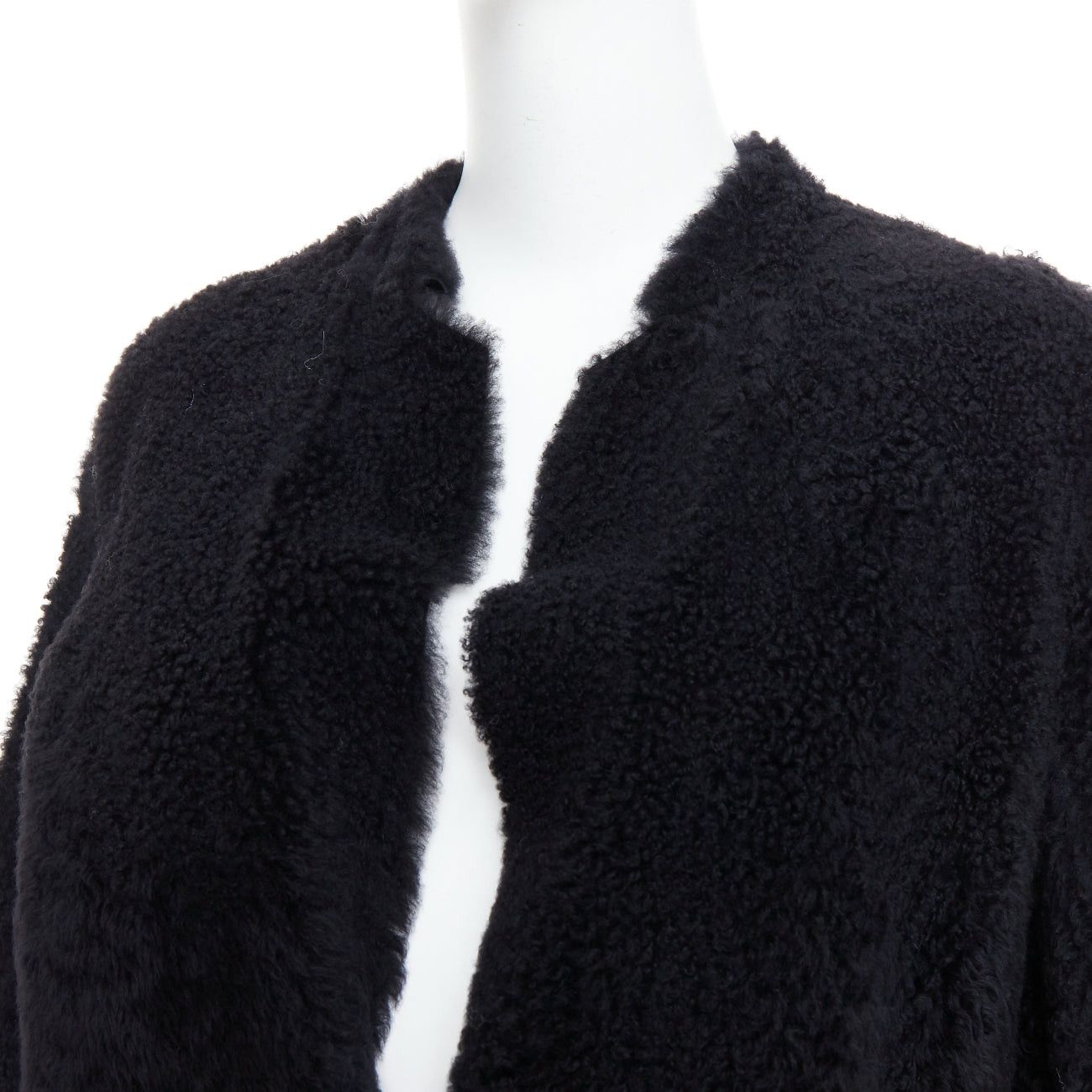 Karl Donoghue KARL DONOGHUE black lambskin shearling fur single button long coat L Size L / US 10 / IT 46 - 2 Thumbnail