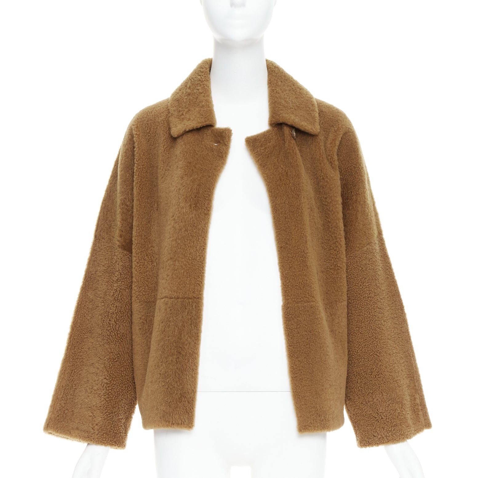 Max Mara MAX MARA brown lambskin leather shearling Teddy short coat IT38 XS Size XXS / US 00 / IT 34 - 3 Thumbnail