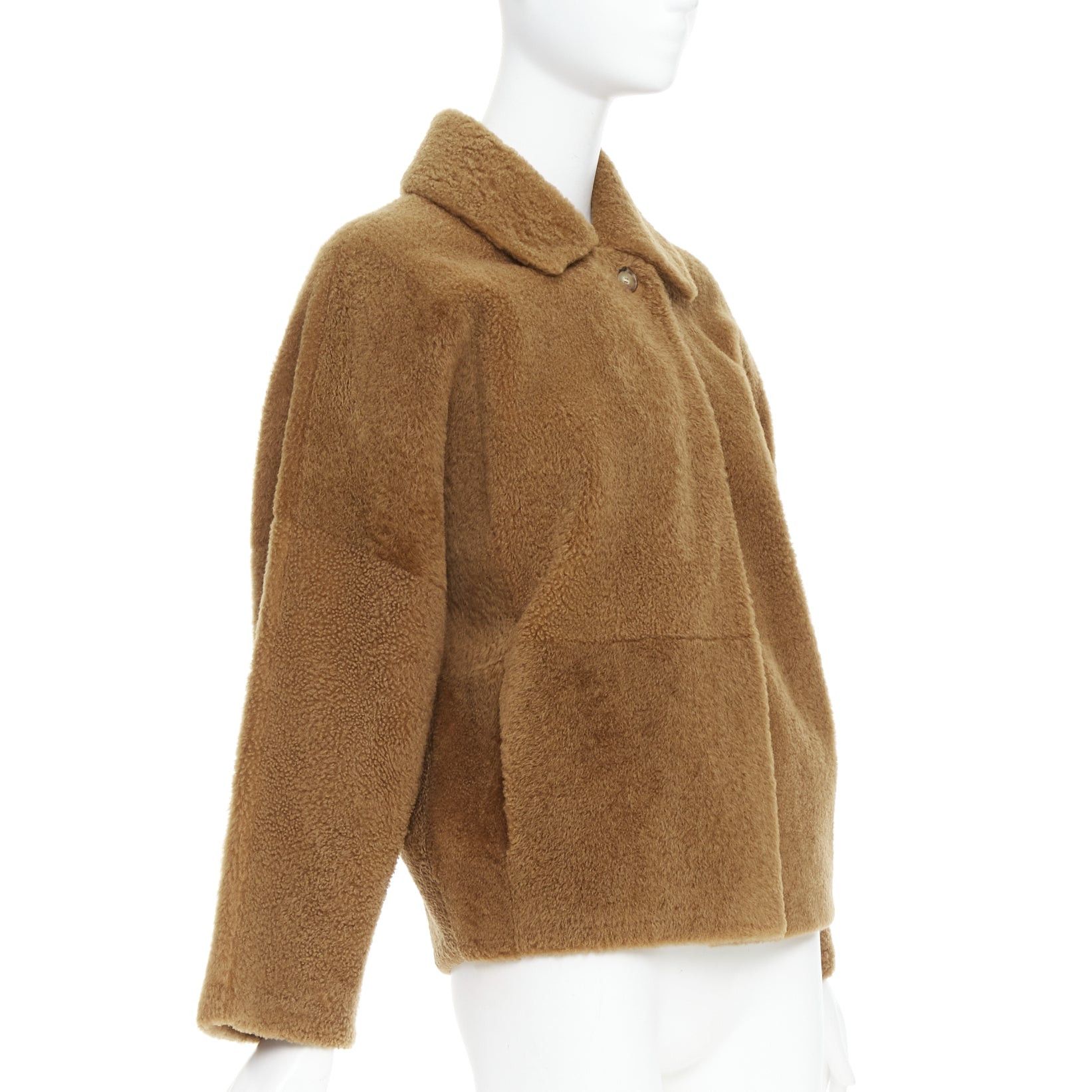 Max Mara MAX MARA brown lambskin leather shearling Teddy short coat IT38 XS Size XXS / US 00 / IT 34 - 4 Thumbnail