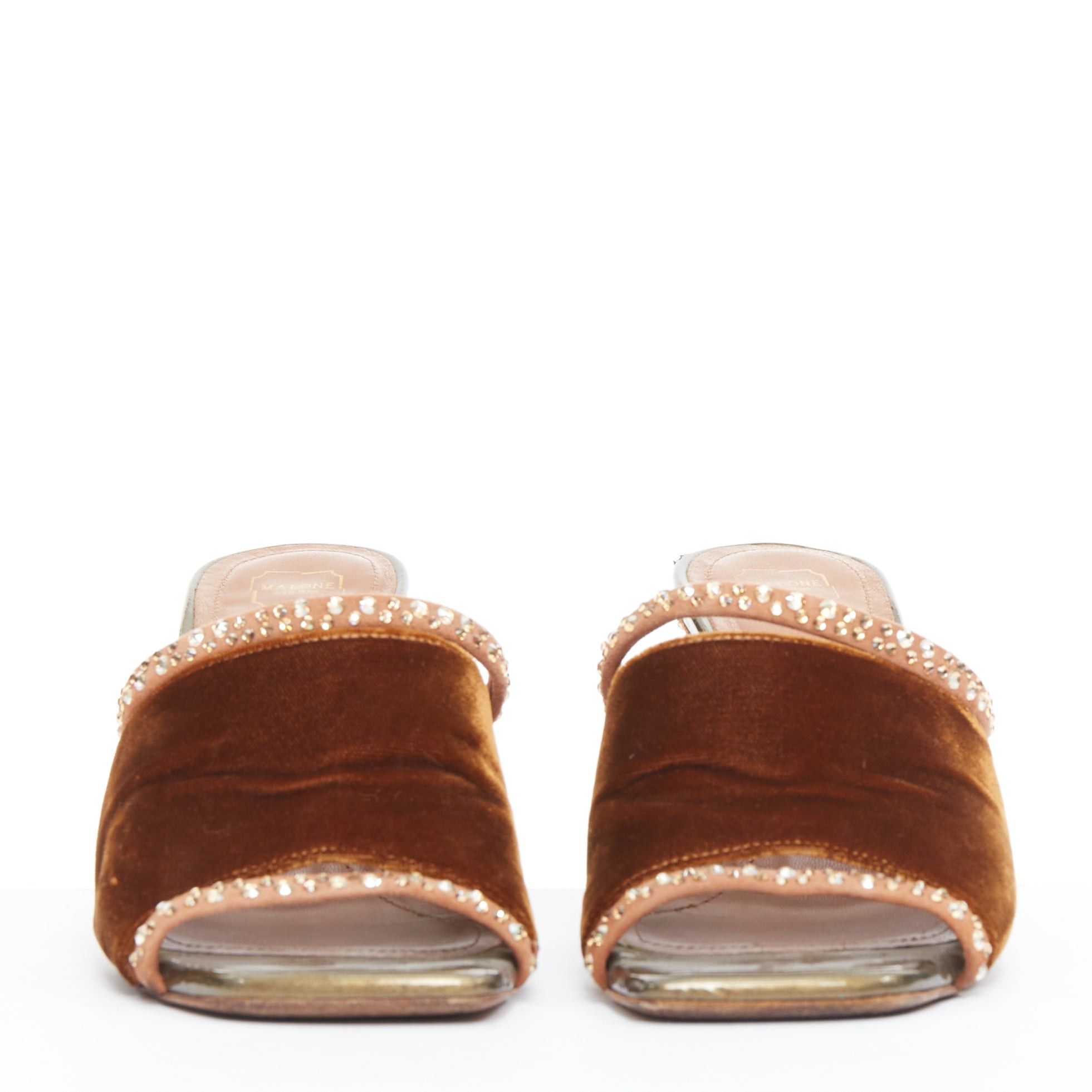 Malone Souliers MALONE SOULIERS brown velvet strass trim square open toe mules EU35.5 Size US 5.5 / IT 35.5 - 3 Thumbnail
