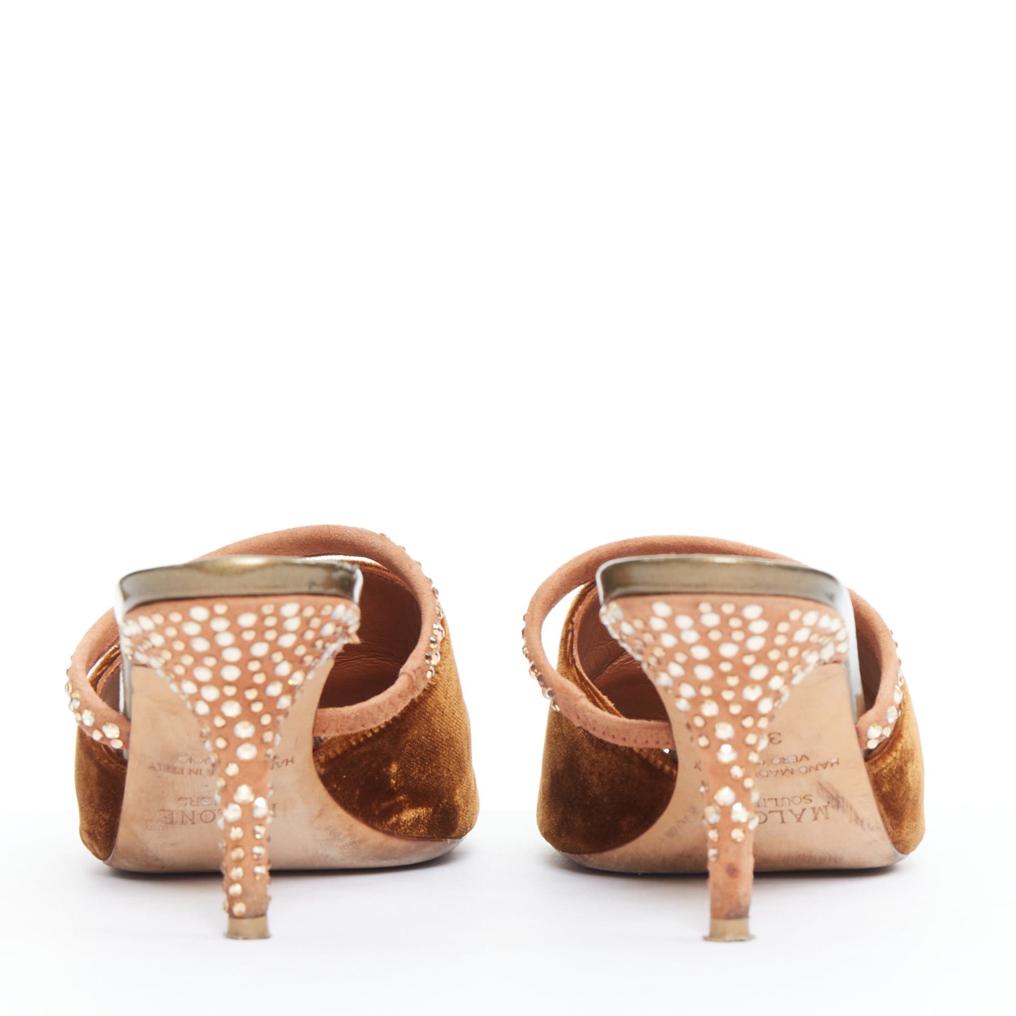 Malone Souliers MALONE SOULIERS brown velvet strass trim square open toe mules EU35.5 Size US 5.5 / IT 35.5 - 5 Thumbnail