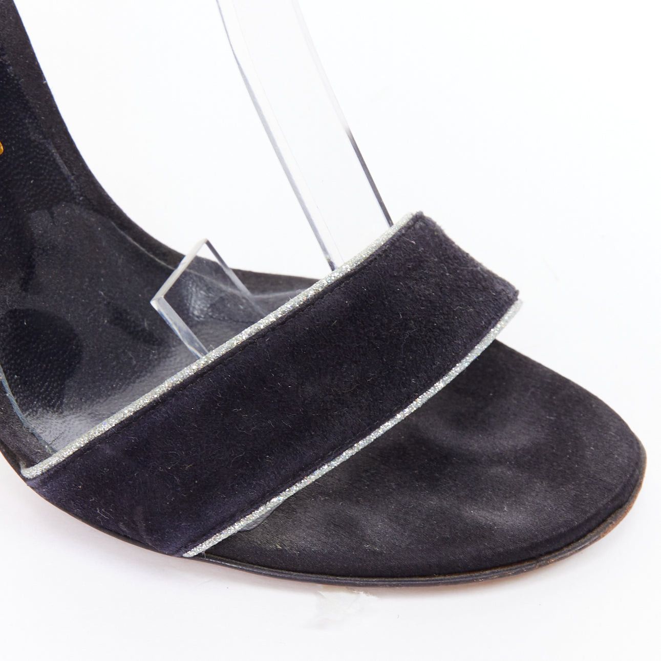 Nicholas Kirkwood NICHOLAS KIRKWOOD black suede grey lace overlay sandals EU36 Size US 6 / IT 36 - 7 Thumbnail